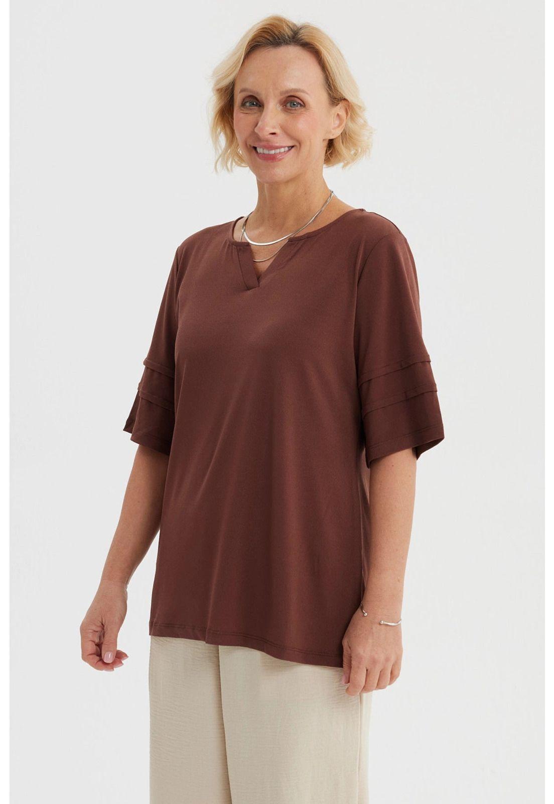 Polera Mujer Textura Café- ll-1