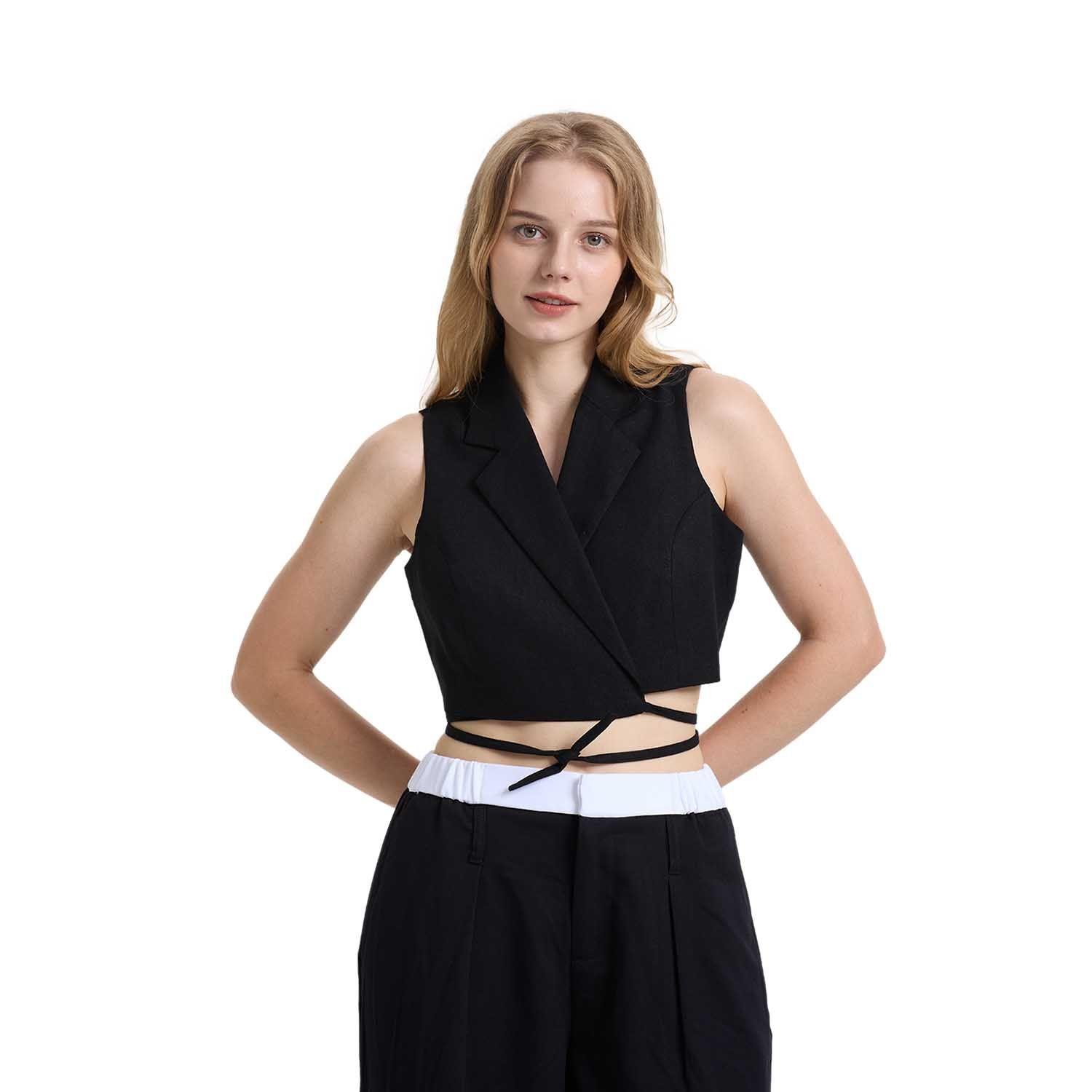 Blazer Mujer Con Tiras Negro Fashions Park-0