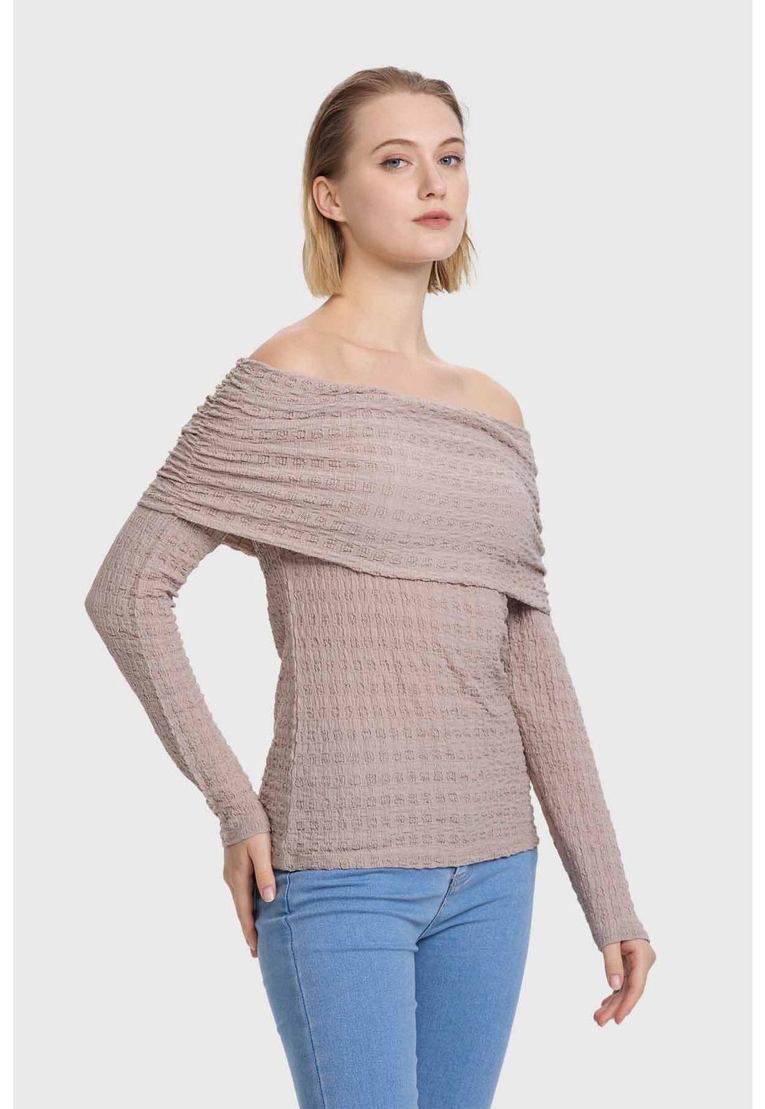 Polera Mujer C/Bardot Doblado Arena-1