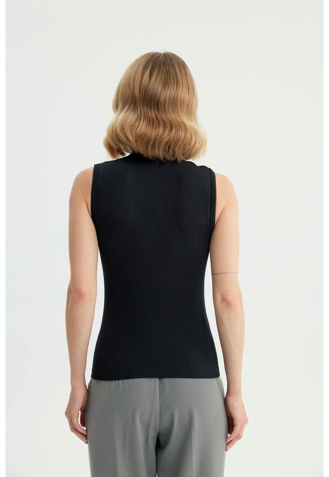 Polera Mujer Ajustada Sin Mangas Negro - ll-2