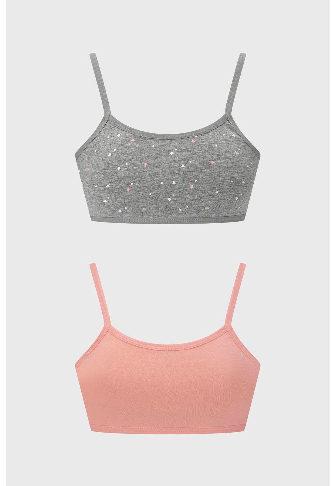 Sostén Niña Bipack Peto Colores Lisos Gris-0