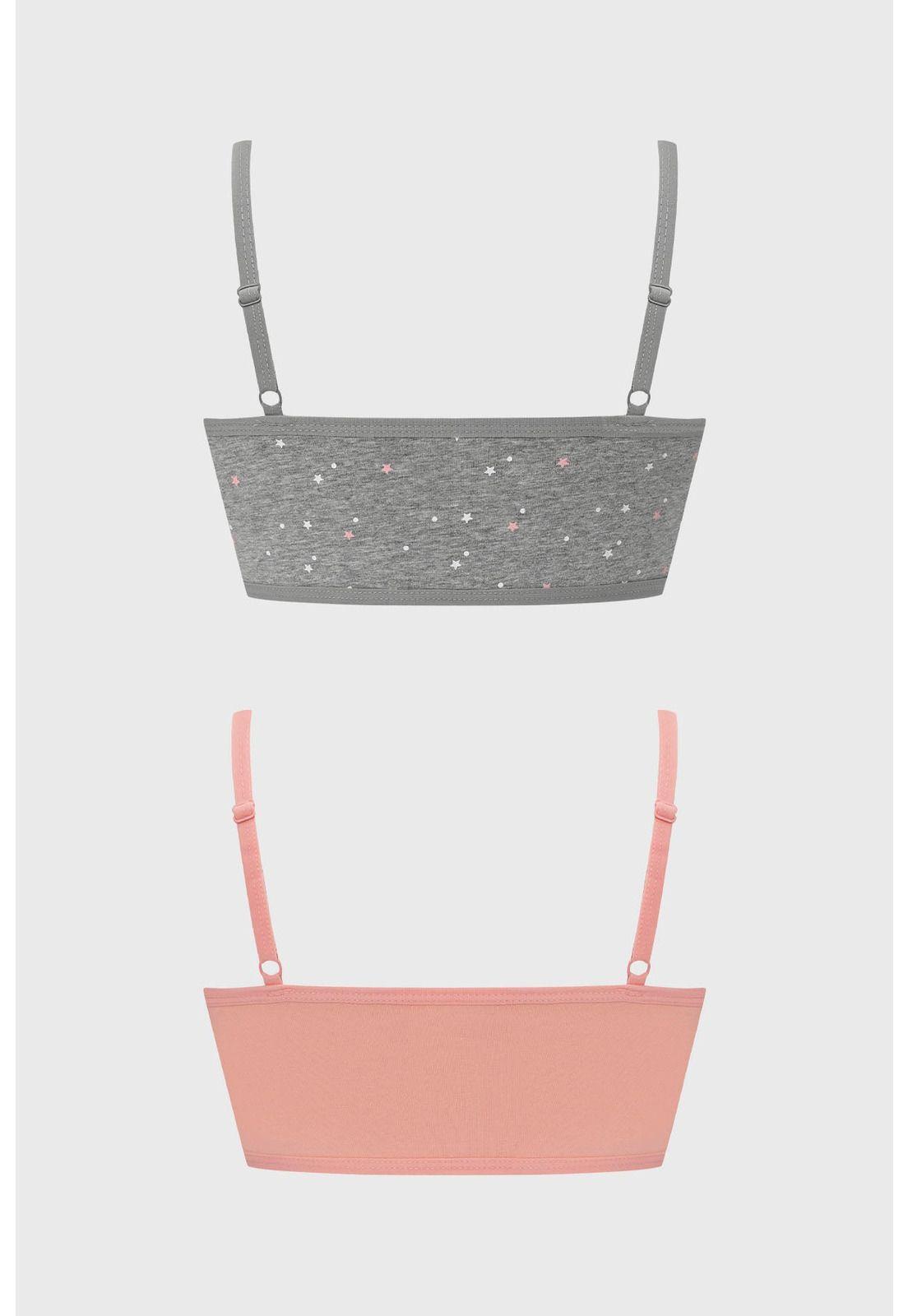 Sostén Niña Bipack Peto Colores Lisos Gris-1