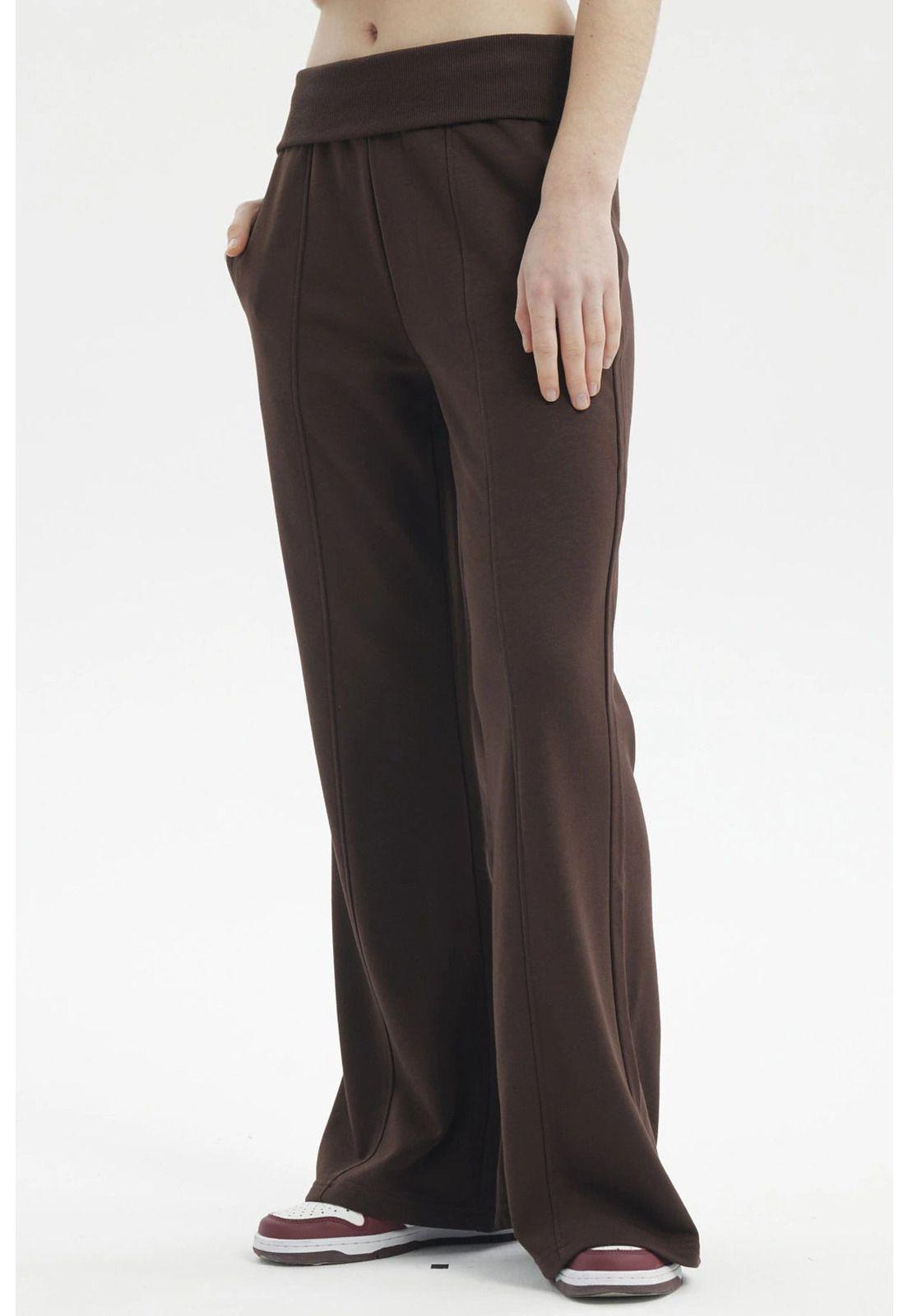 Pantalón Buzo Mujer Flare Café Oscuro-2