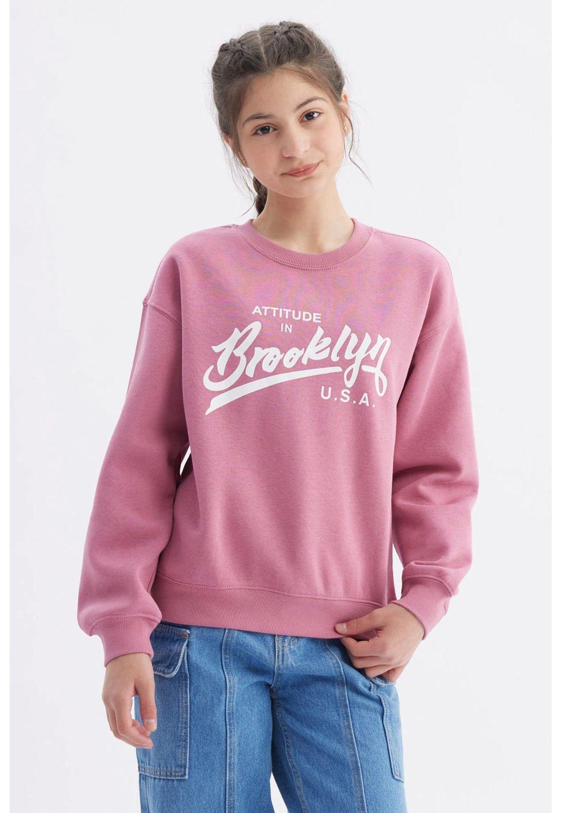 Polerón Niña Básico Print Rosado-0
