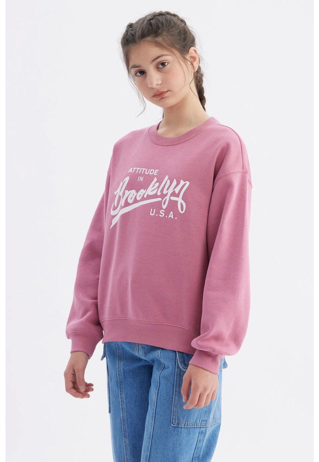 Polerón Niña Básico Print Rosado-1