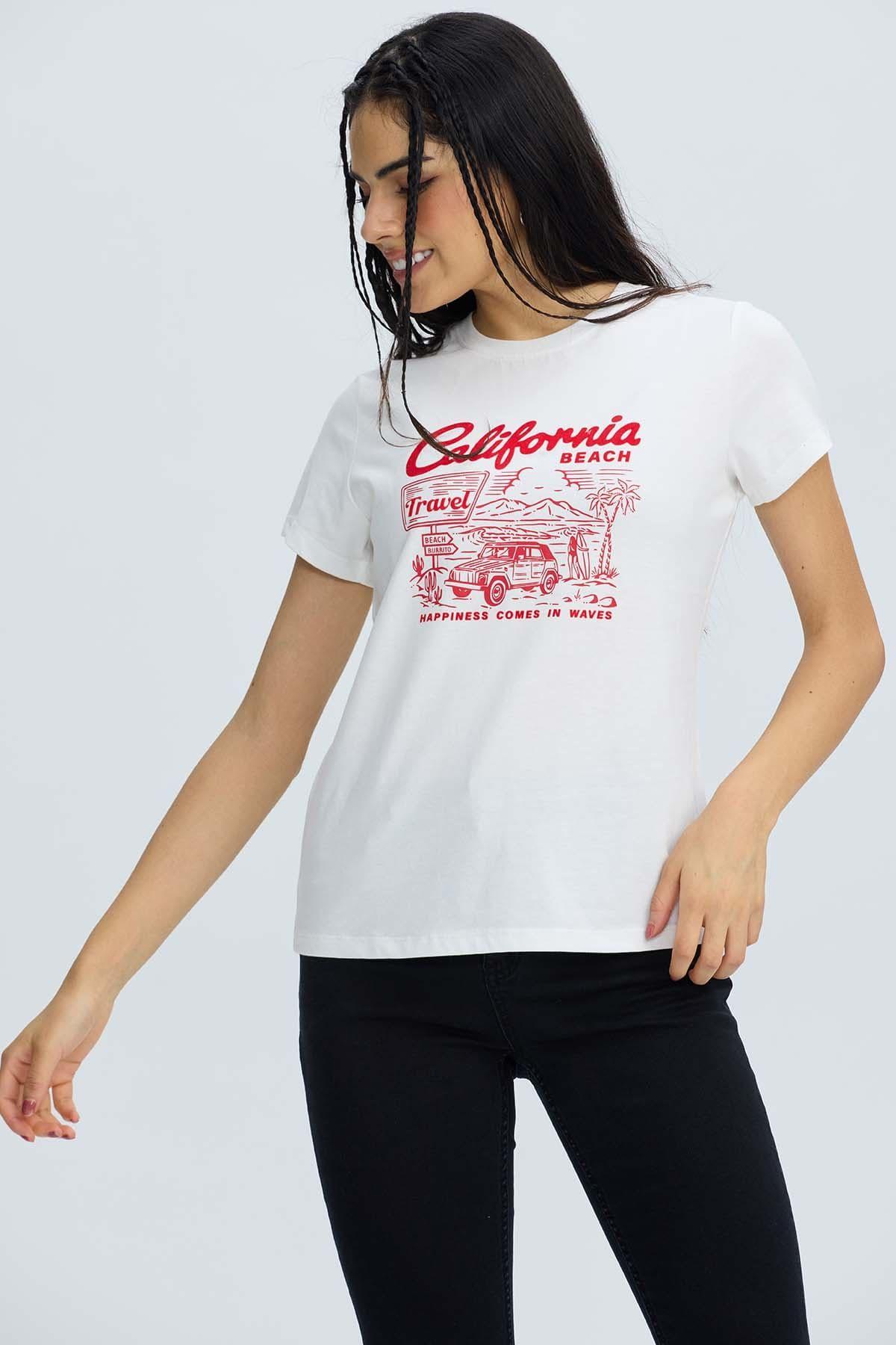 Polera Mujer Básica Print Crudo-1