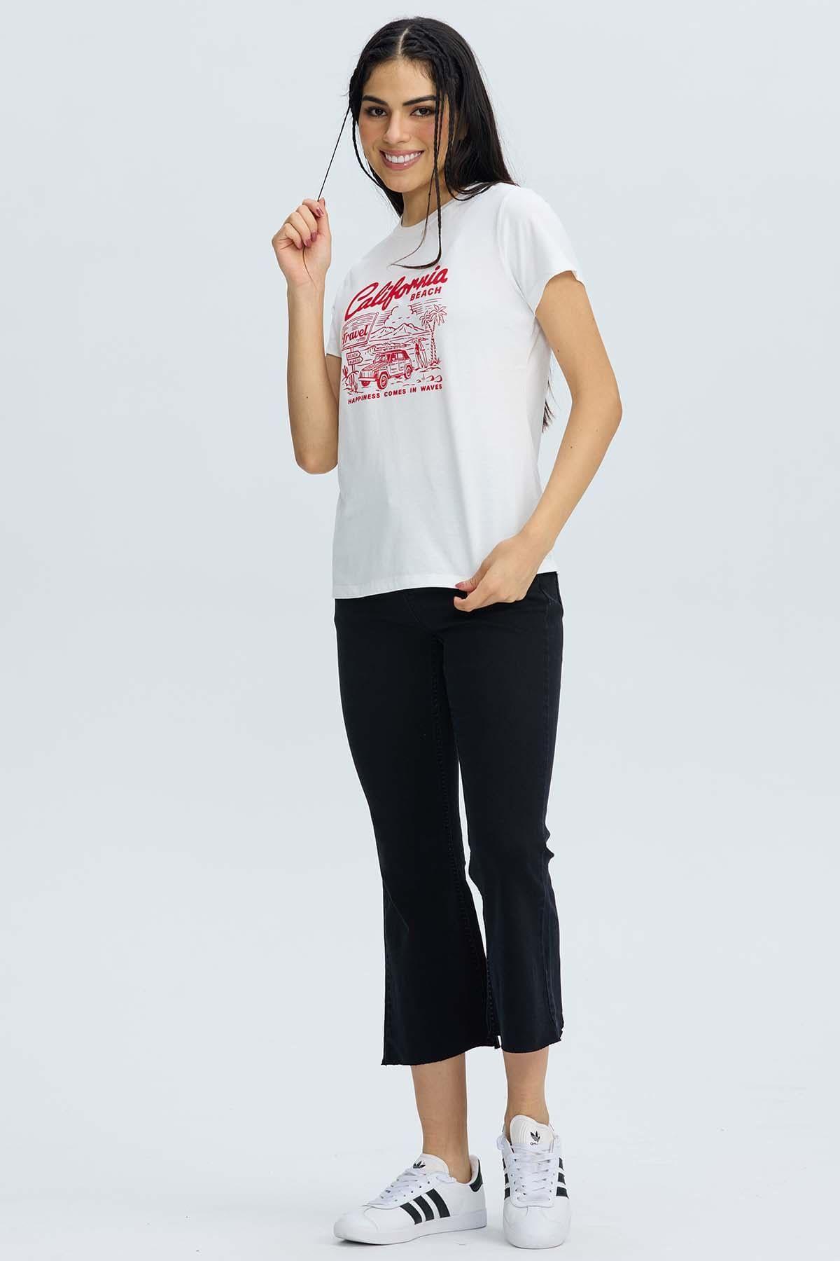 Polera Mujer Básica Print Crudo-3