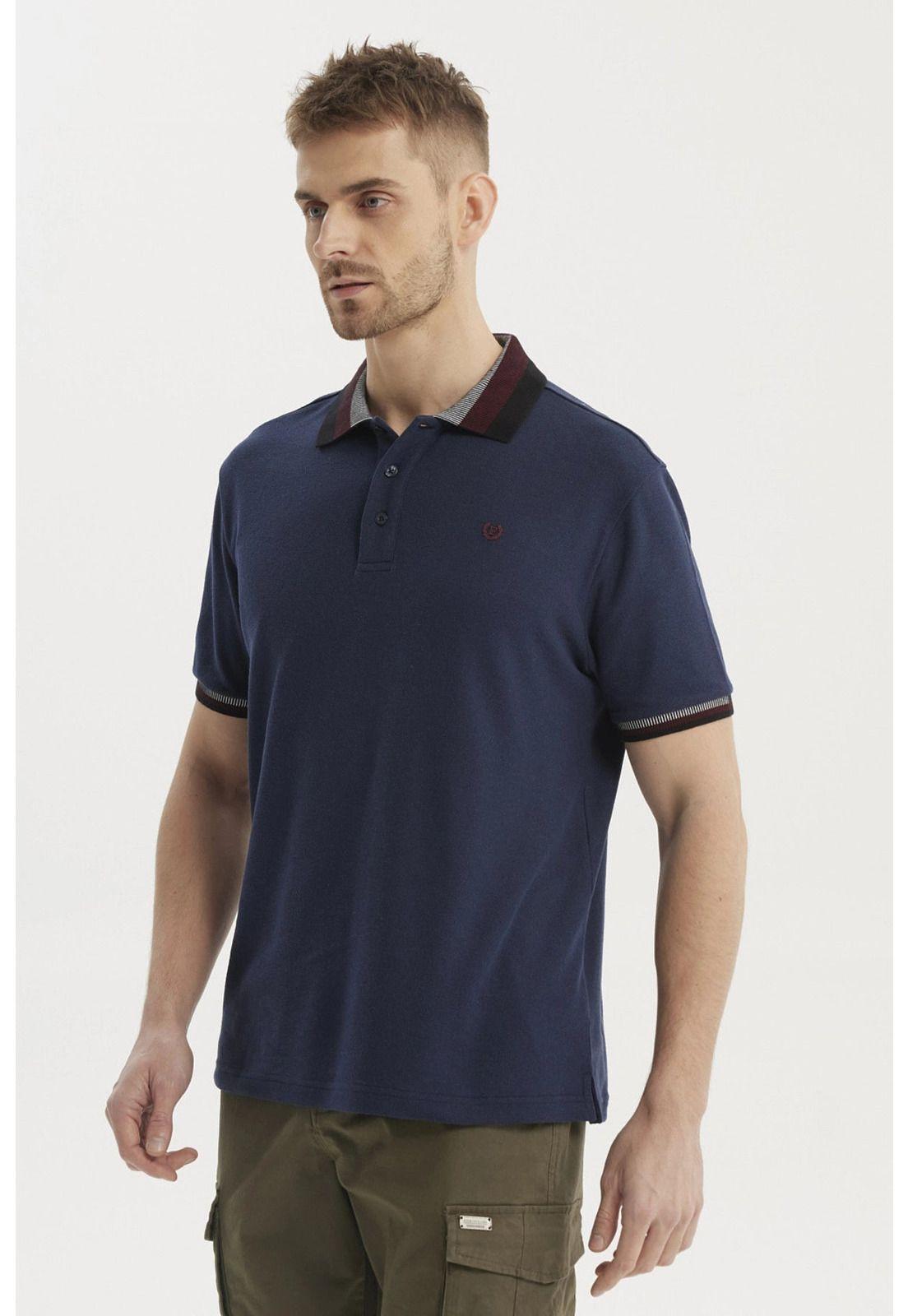 Polera Hombre Cuello Polo Azul Marino-1