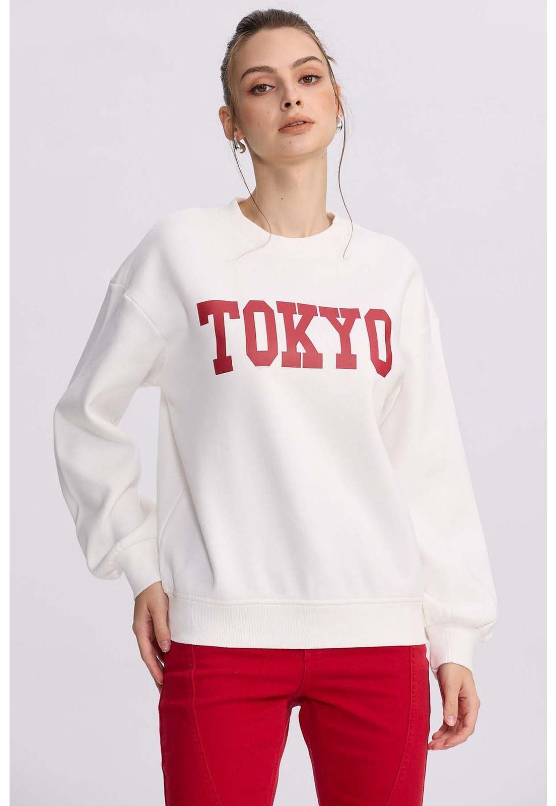 Polerón Mujer Print Crema-0