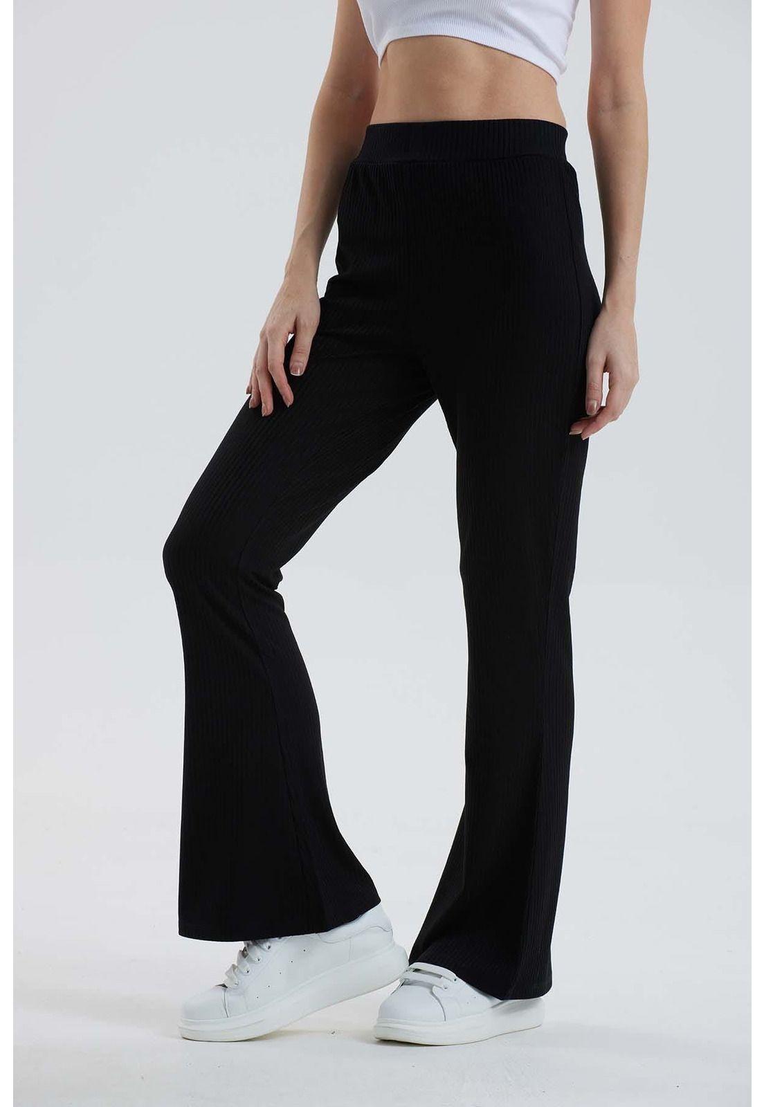Pantalón Mujer Tipo Calza Flare Negro-1