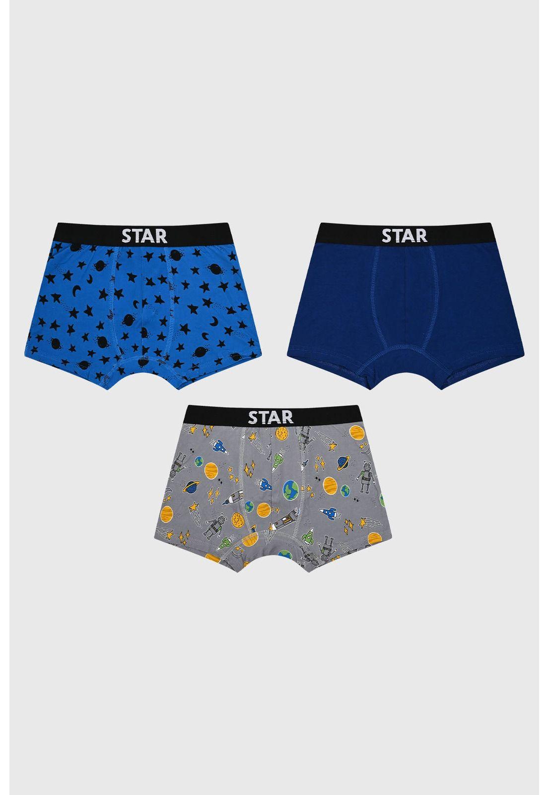 Boxer Niño Tripack Liso Azul-0