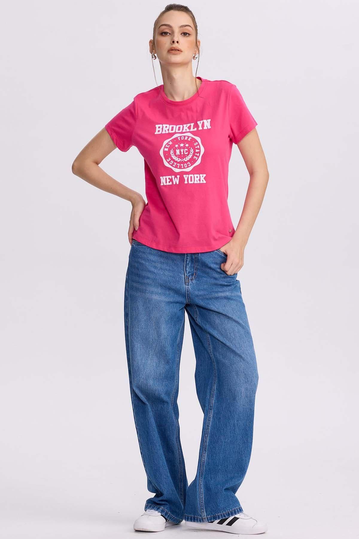 Polera Mujer Básica Print Fucsia II-3