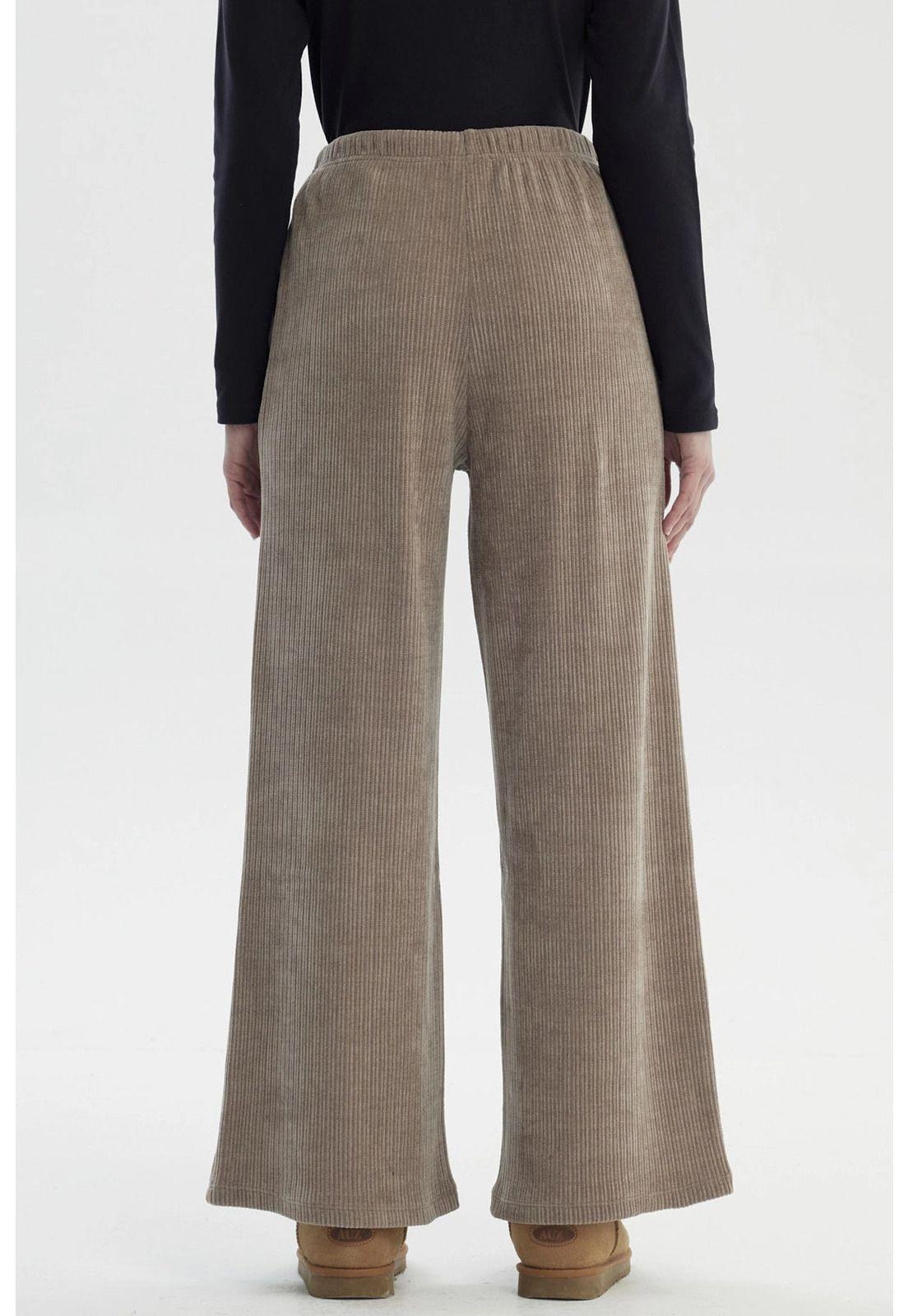 Pantalón Mujer Wide Leg Gris Taupe-2