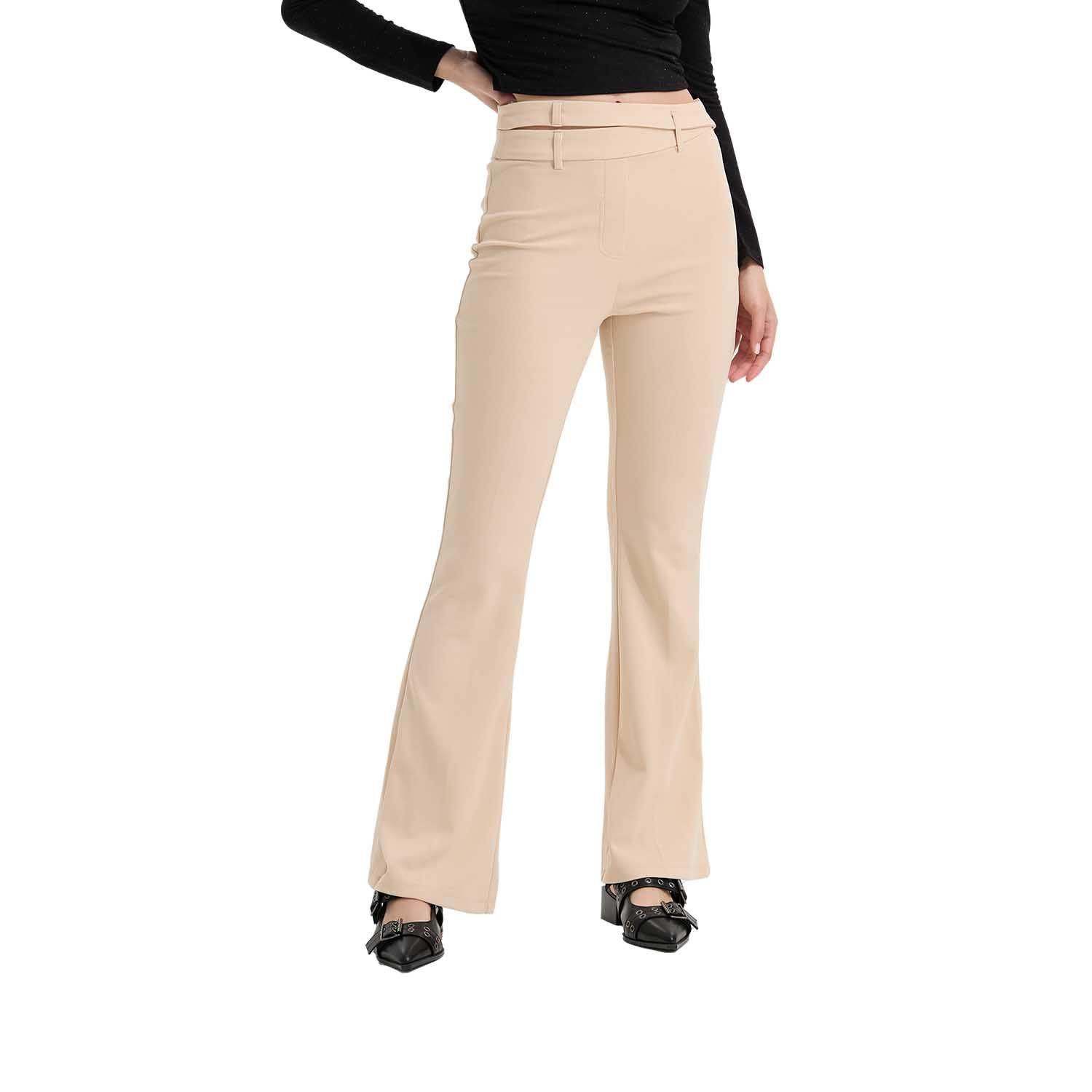 Pantalón Mujer Sastre Pretina Beige Fashion's Park-0