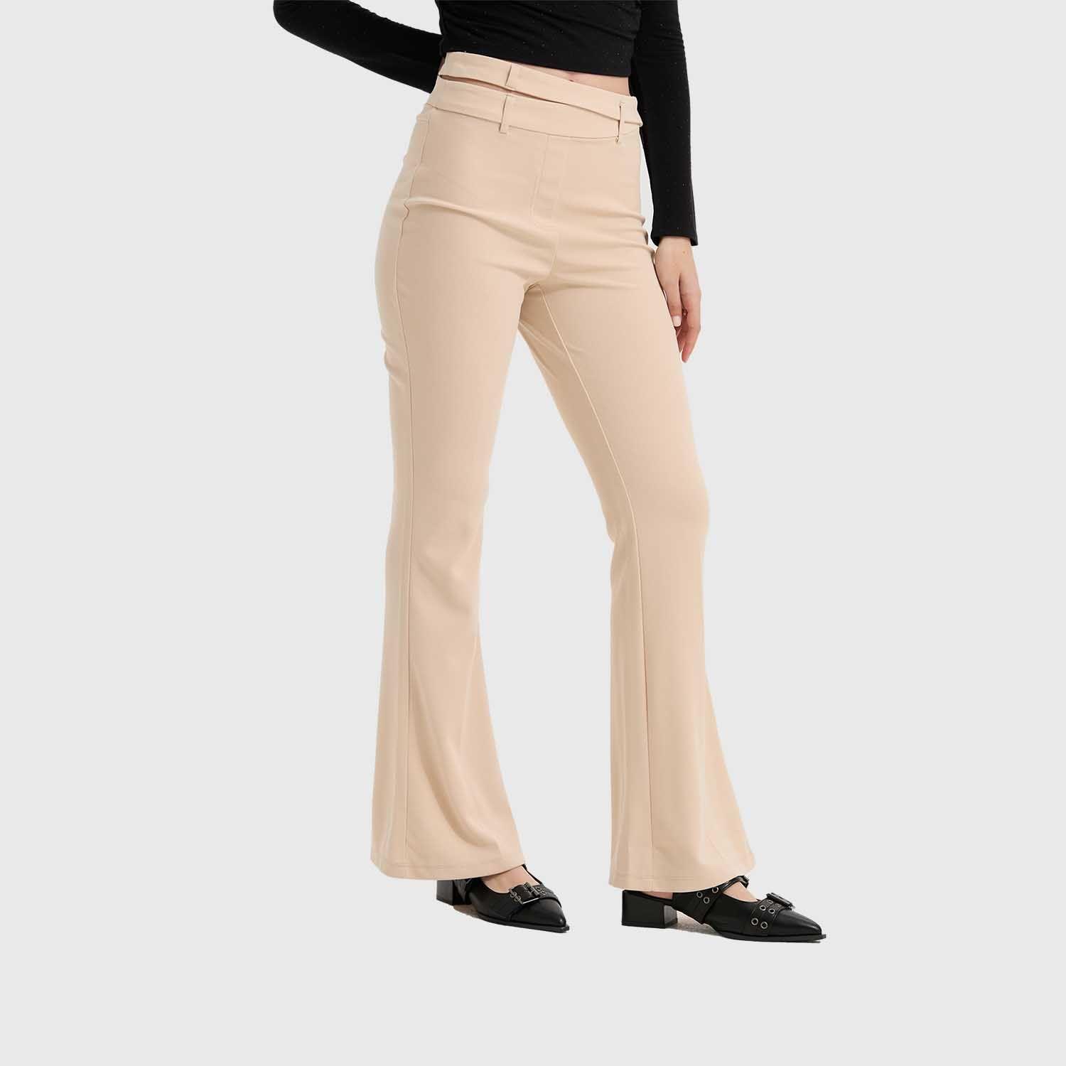 Pantalón Mujer Sastre Pretina Beige Fashion's Park-1