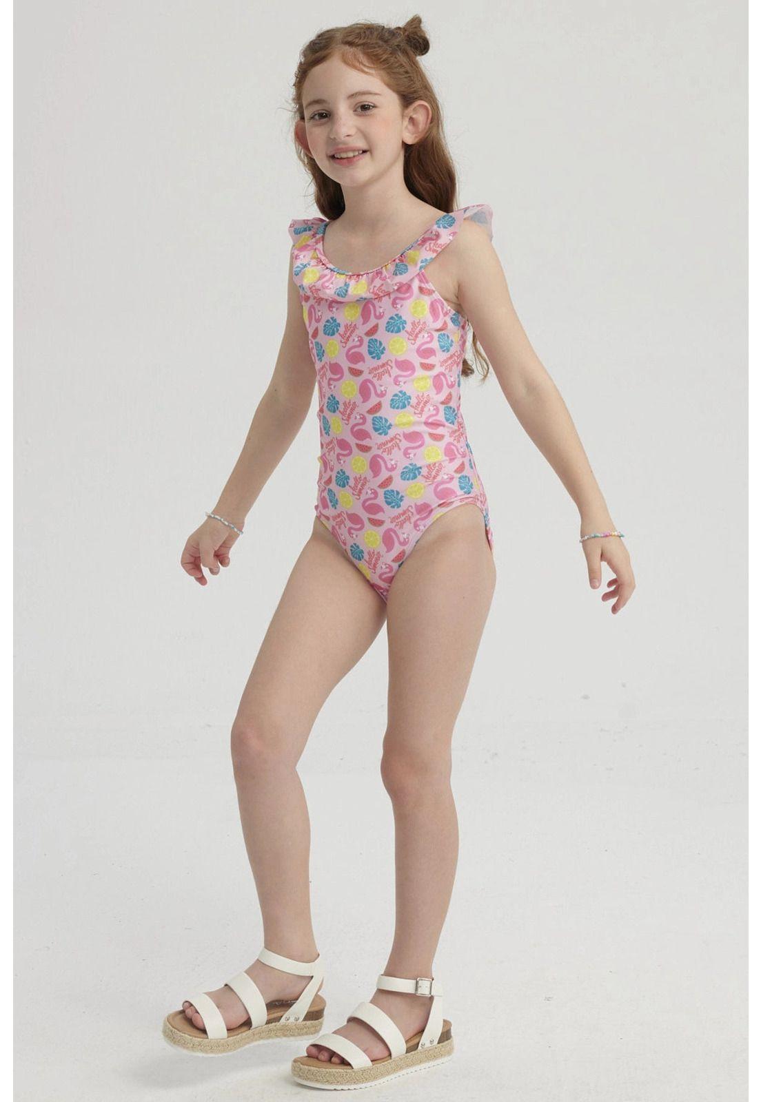 Traje de Baño Niña Básico Rosado-2