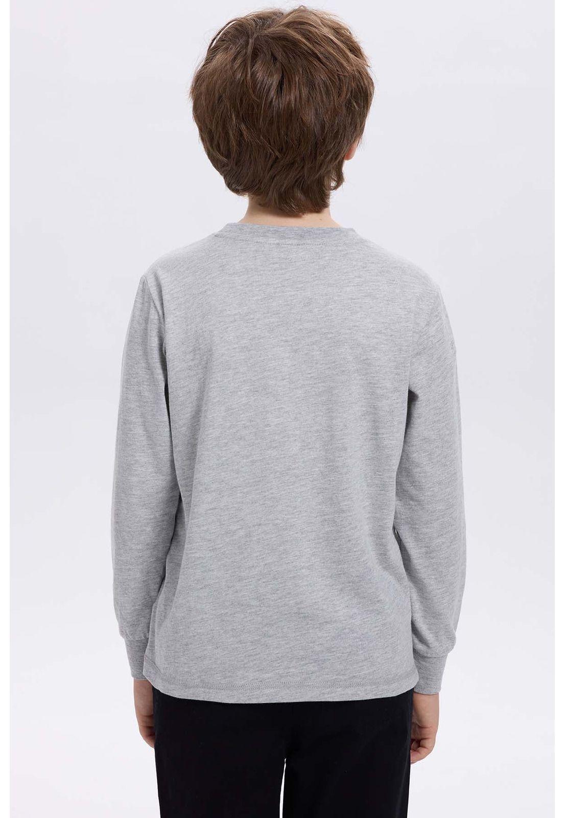 Polera Niño Print Lentejuelas Gris-1