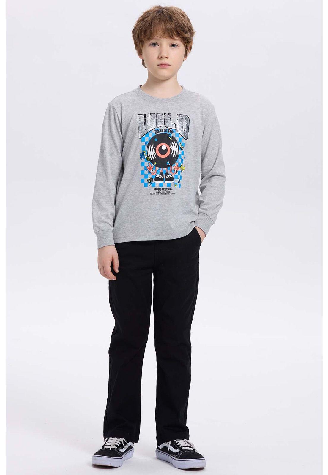 Polera Niño Print Lentejuelas Gris-3