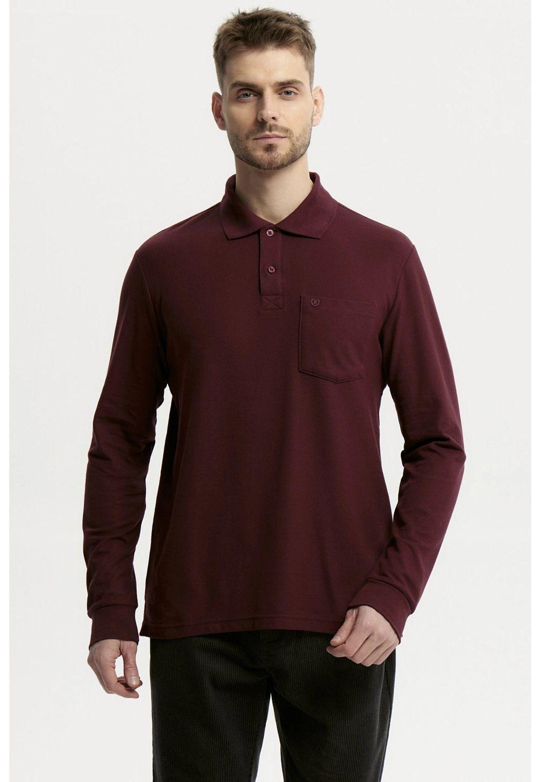 Polera Hombre Pique Básica Burdeo - ll-0