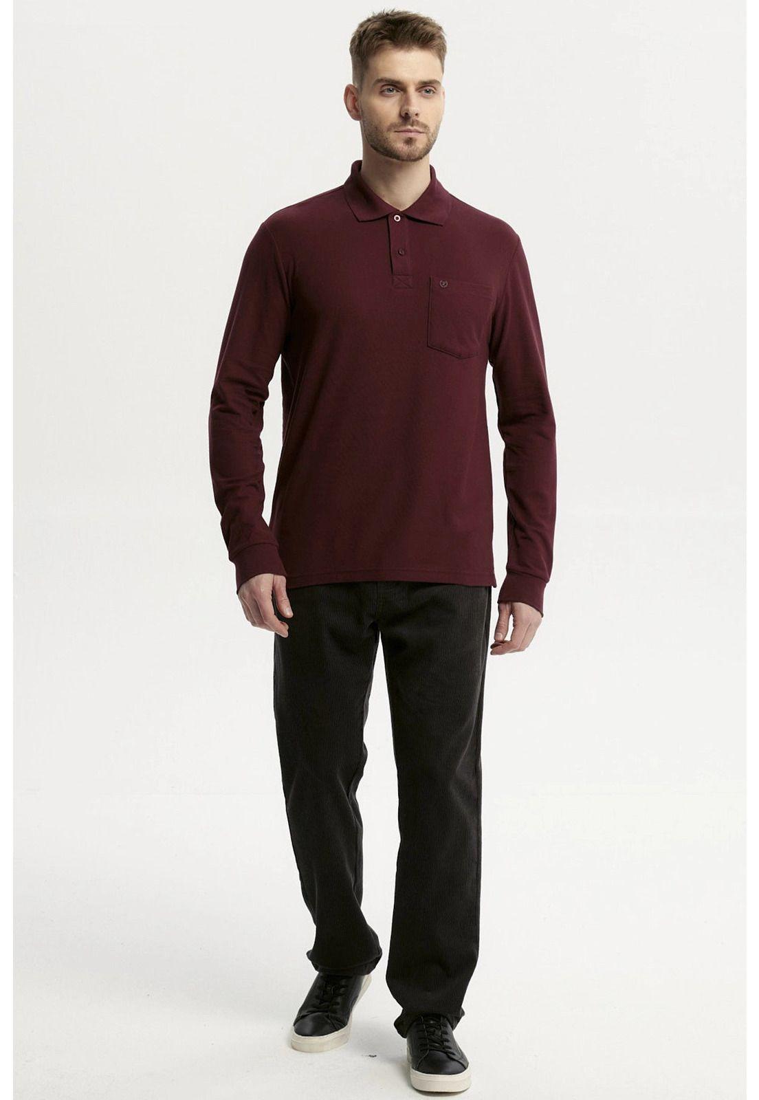 Polera Hombre Pique Básica Burdeo - ll-3