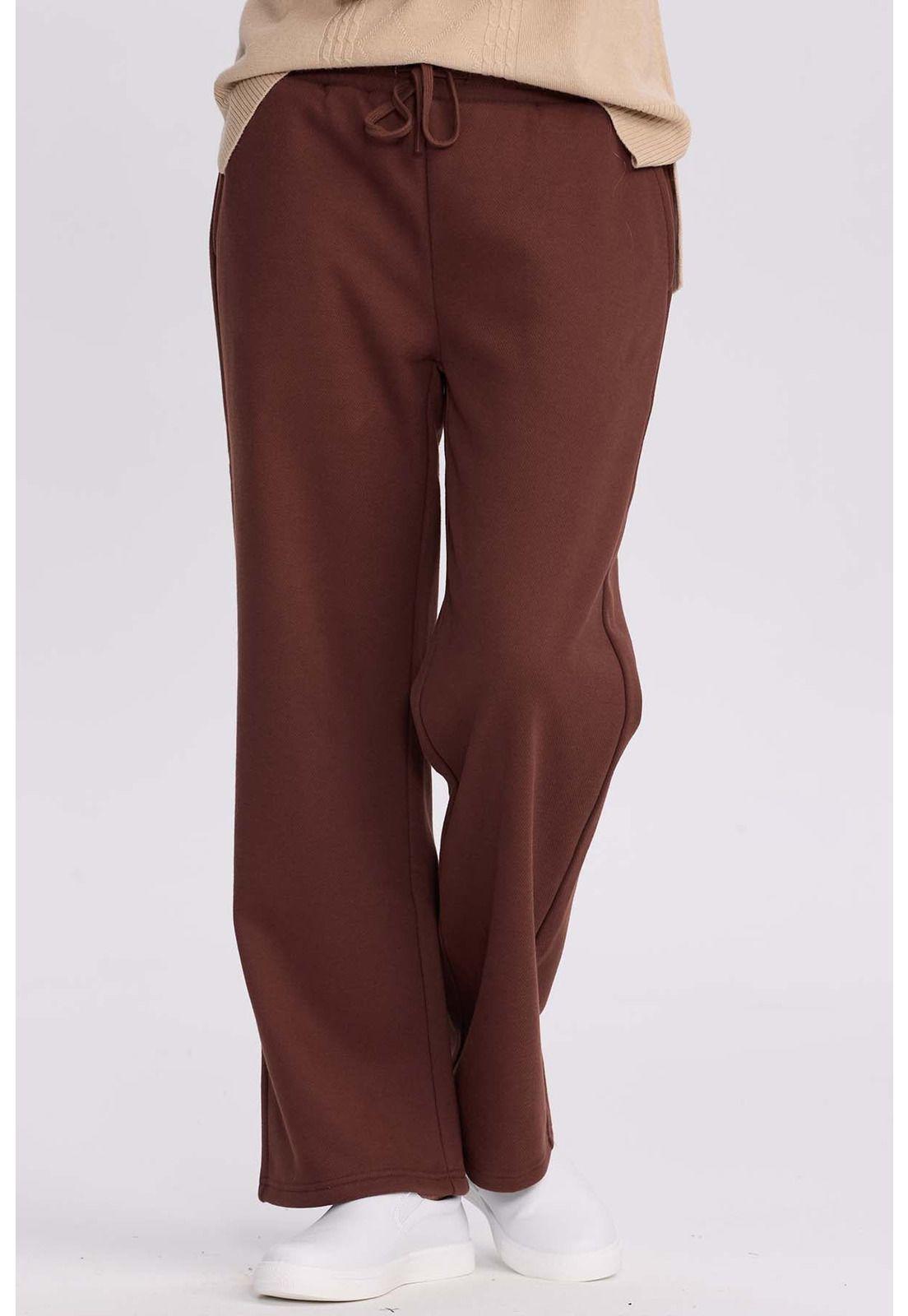 Pantalón Buzo Mujer Doble Faz Café-0
