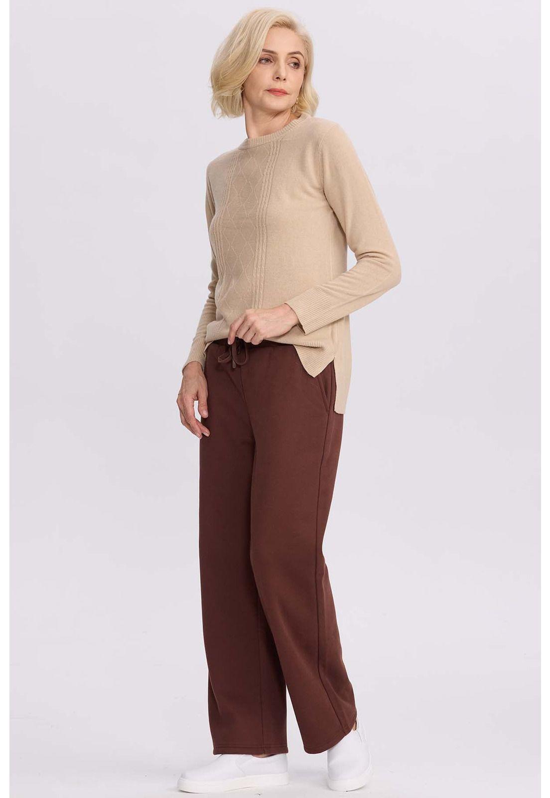 Pantalón Buzo Mujer Doble Faz Café-3