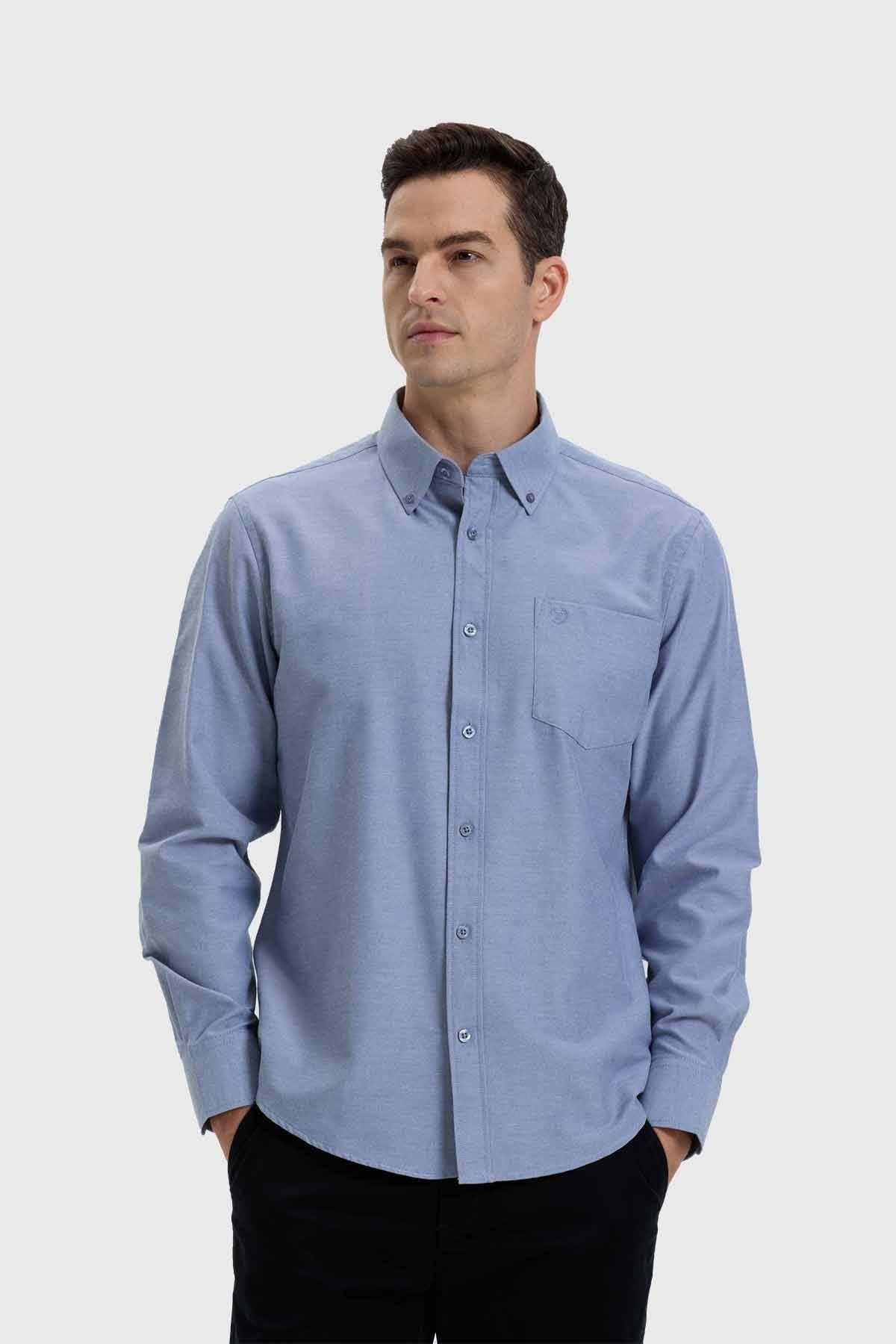 Camisa Hombre Oxford Gris-0