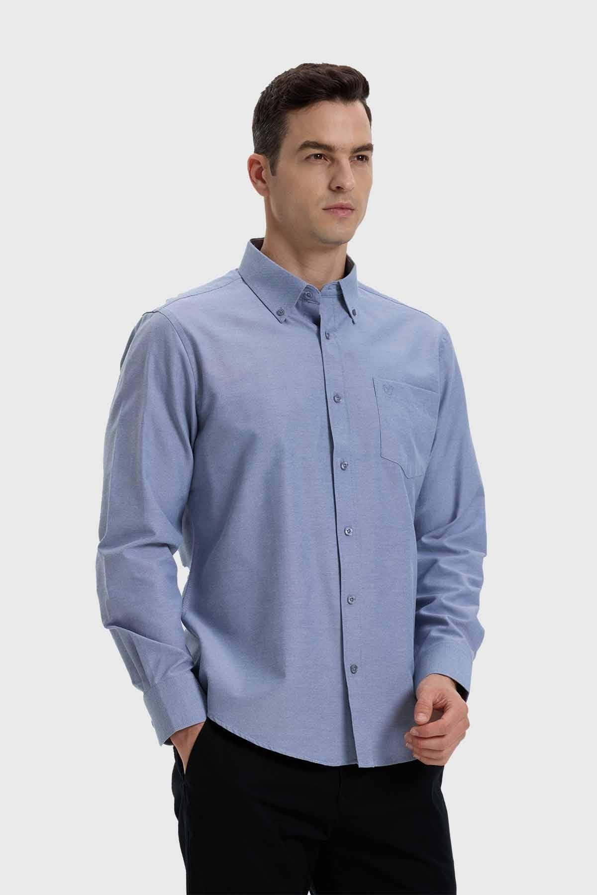 Camisa Hombre Oxford Gris-1
