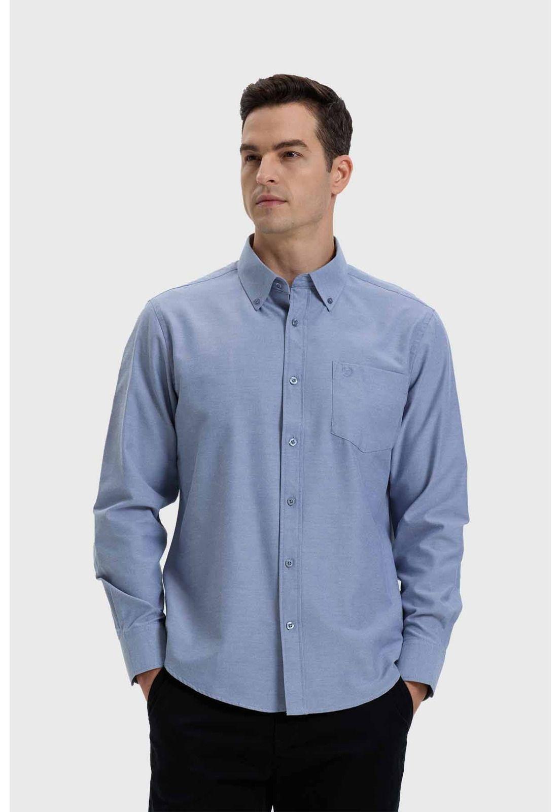 Camisa Hombre Oxford Gris-0