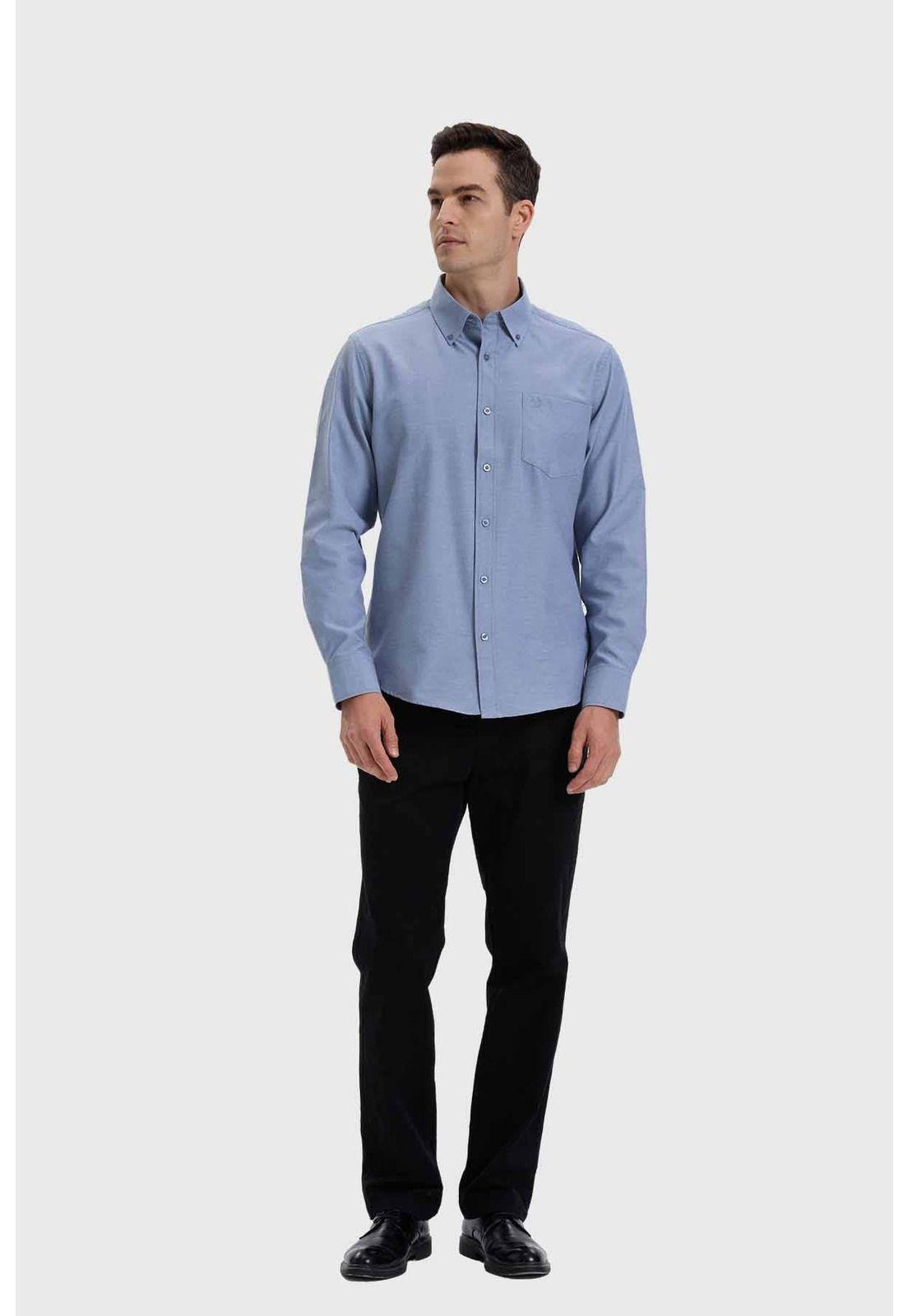 Camisa Hombre Oxford Gris-3