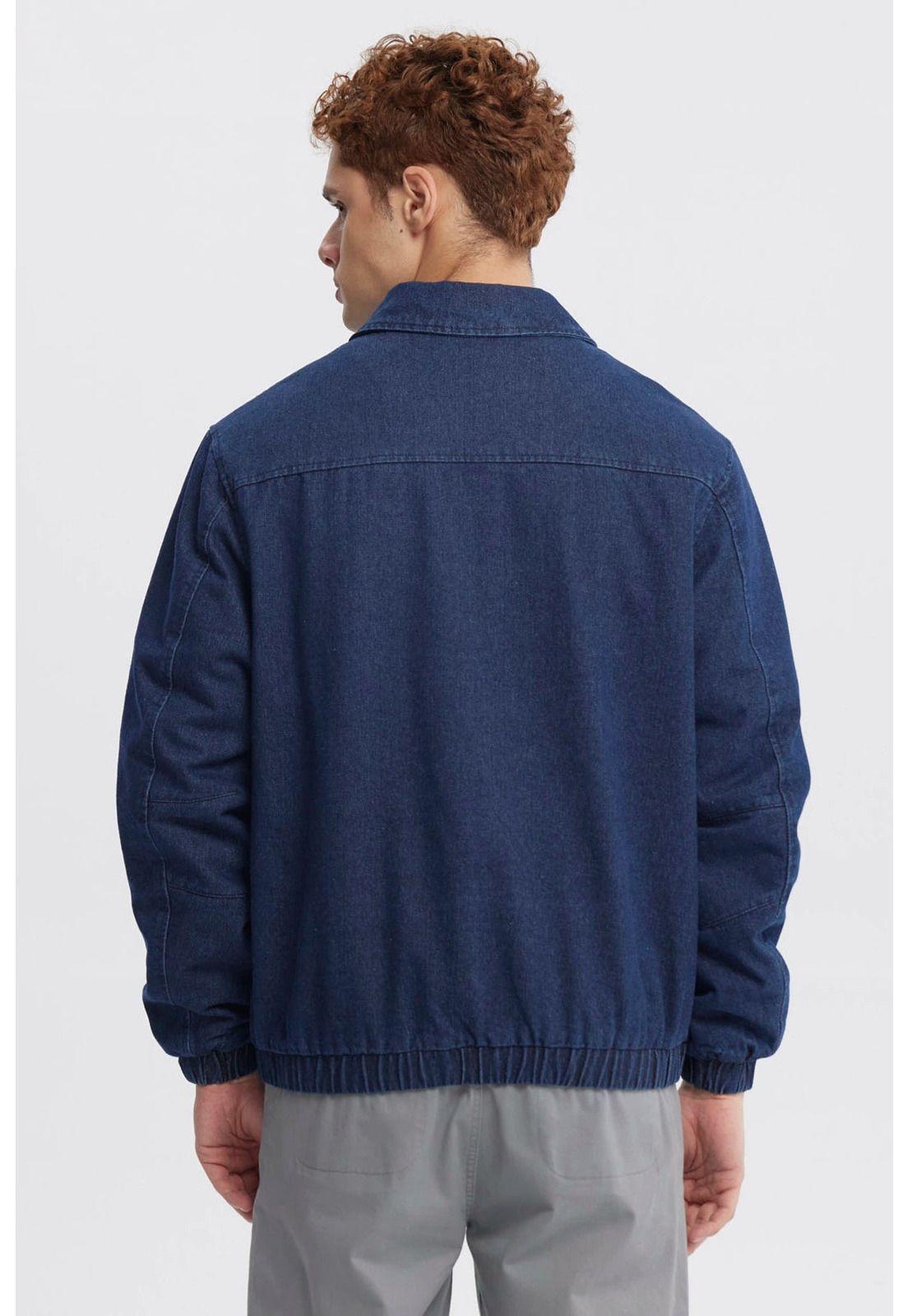 Chaqueta Hombre Cuello Camisero Azul-2