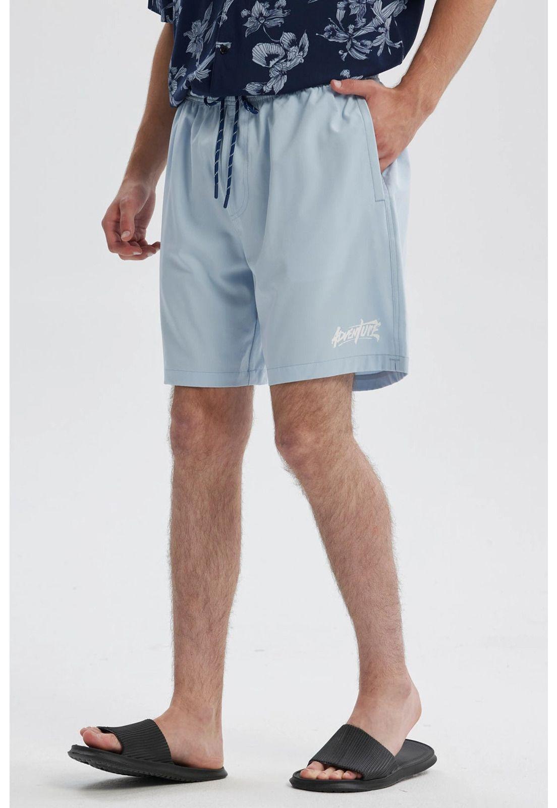 Short De Baño Hombre Liso Celeste-1