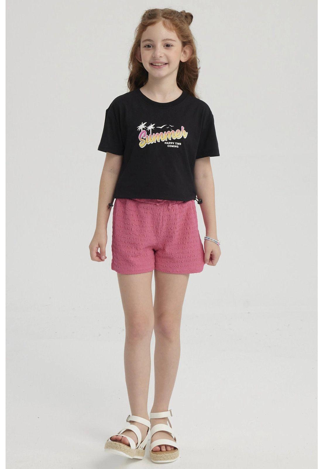 Polera Niña Ajustador Costado Negro-1