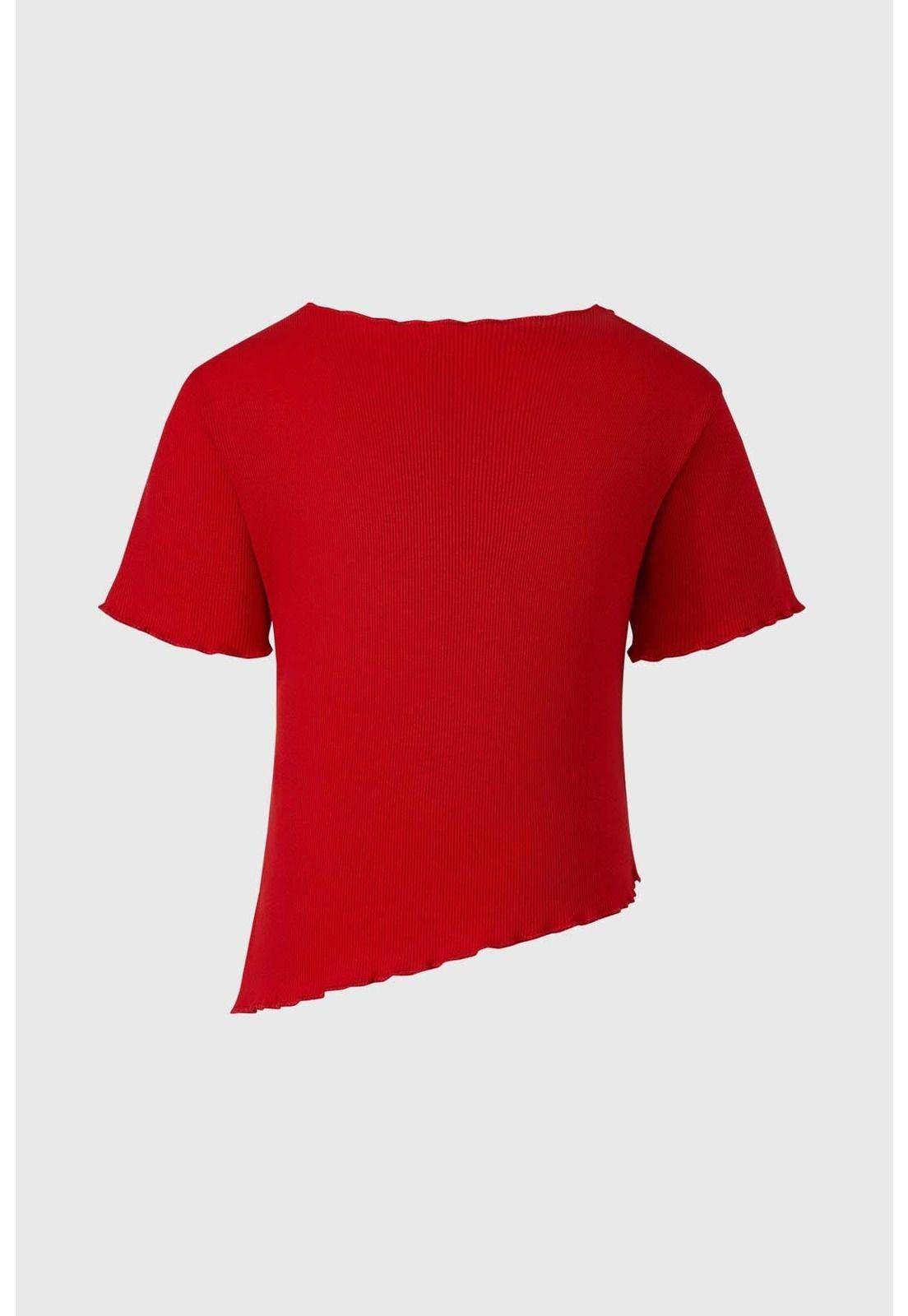 Polera Niña Rib Print Rojo-1