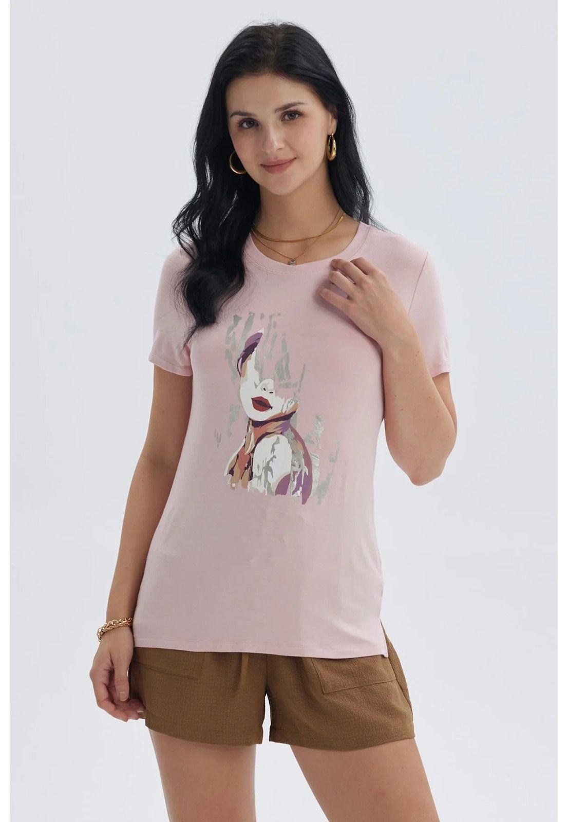 Polera Mujer Print Palo Rosa-0