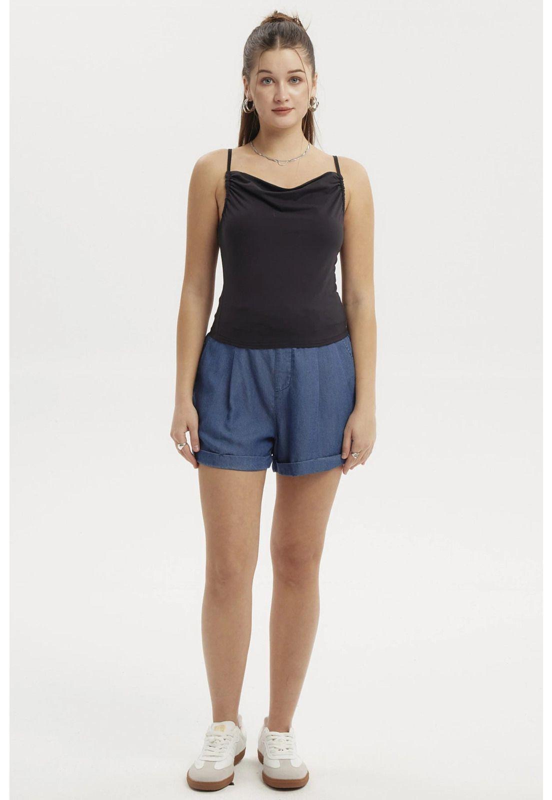 Peto Mujer Drapeado Ajustable Negro-3