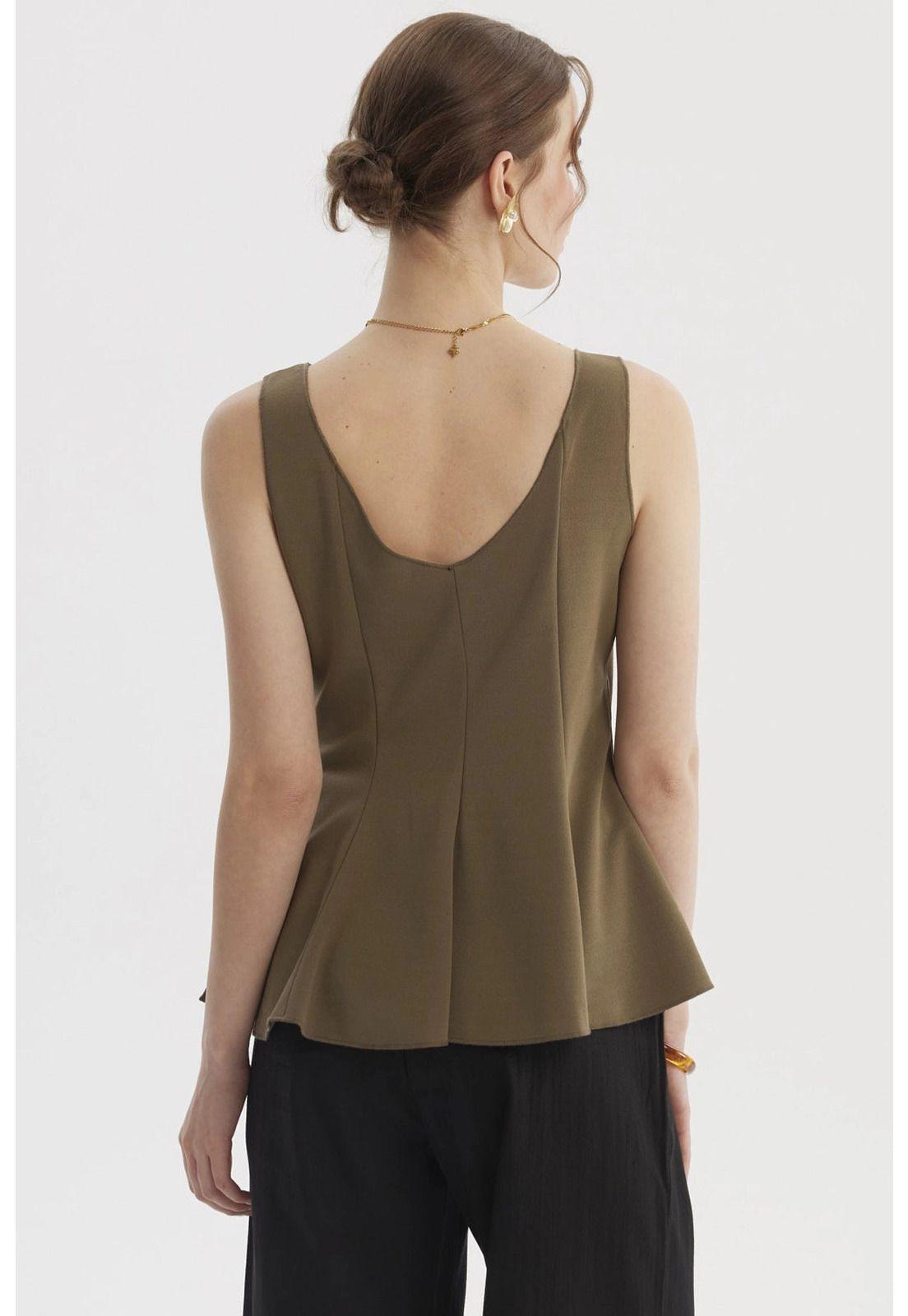 Polera Mujer Crep Lisa Verde Musgo-2