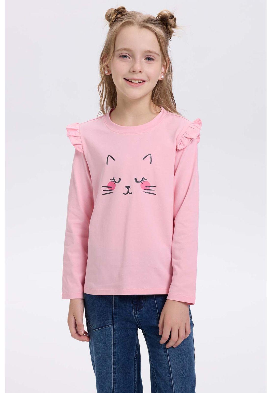 Polera Niña Print Posicional Rosado-0