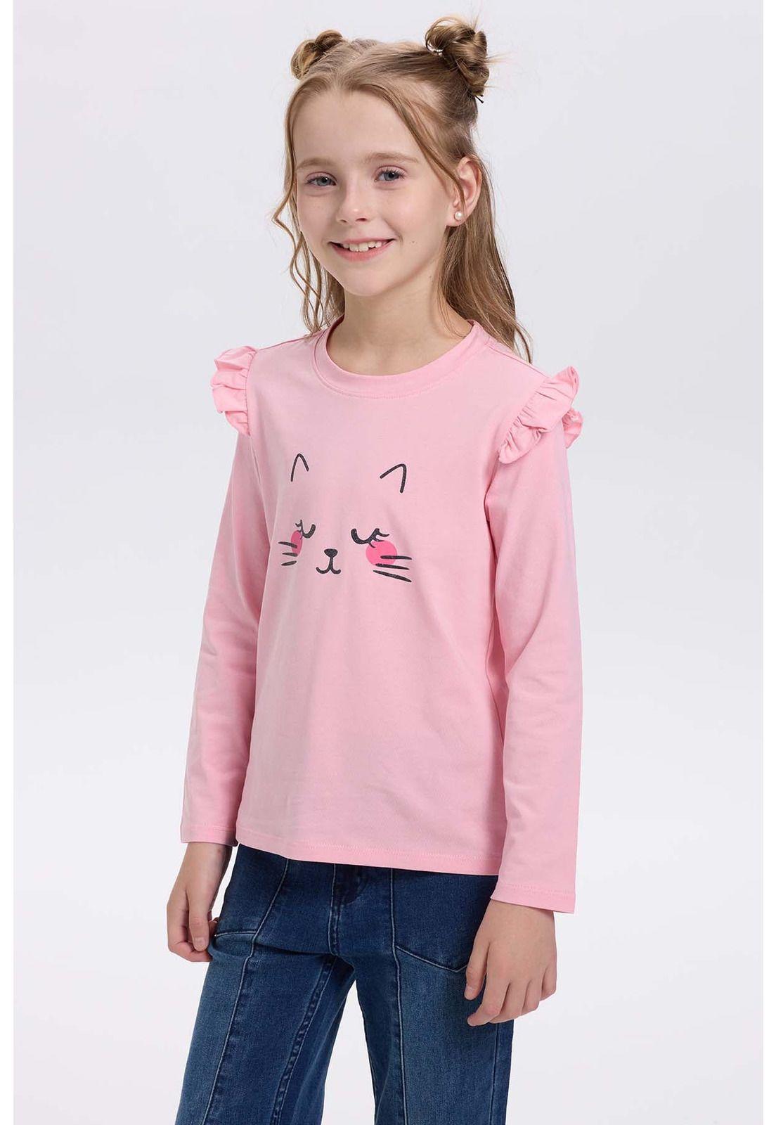 Polera Niña Print Posicional Rosado-1