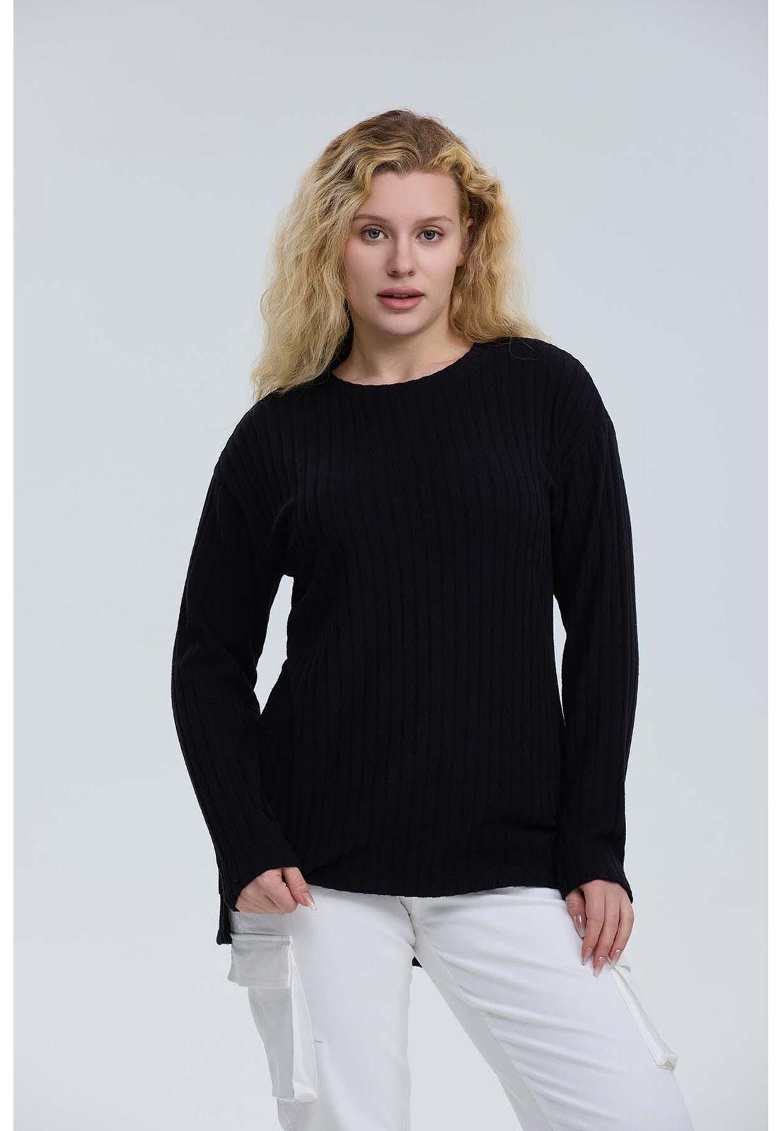 Polera Mujer Rib Negro - VI-0