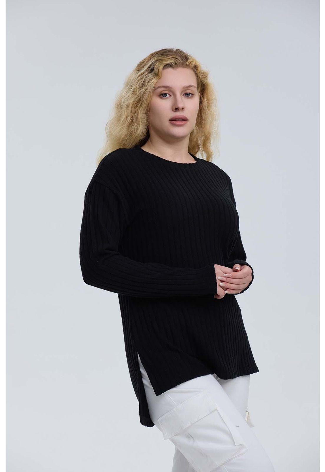 Polera Mujer Rib Negro - VI-1