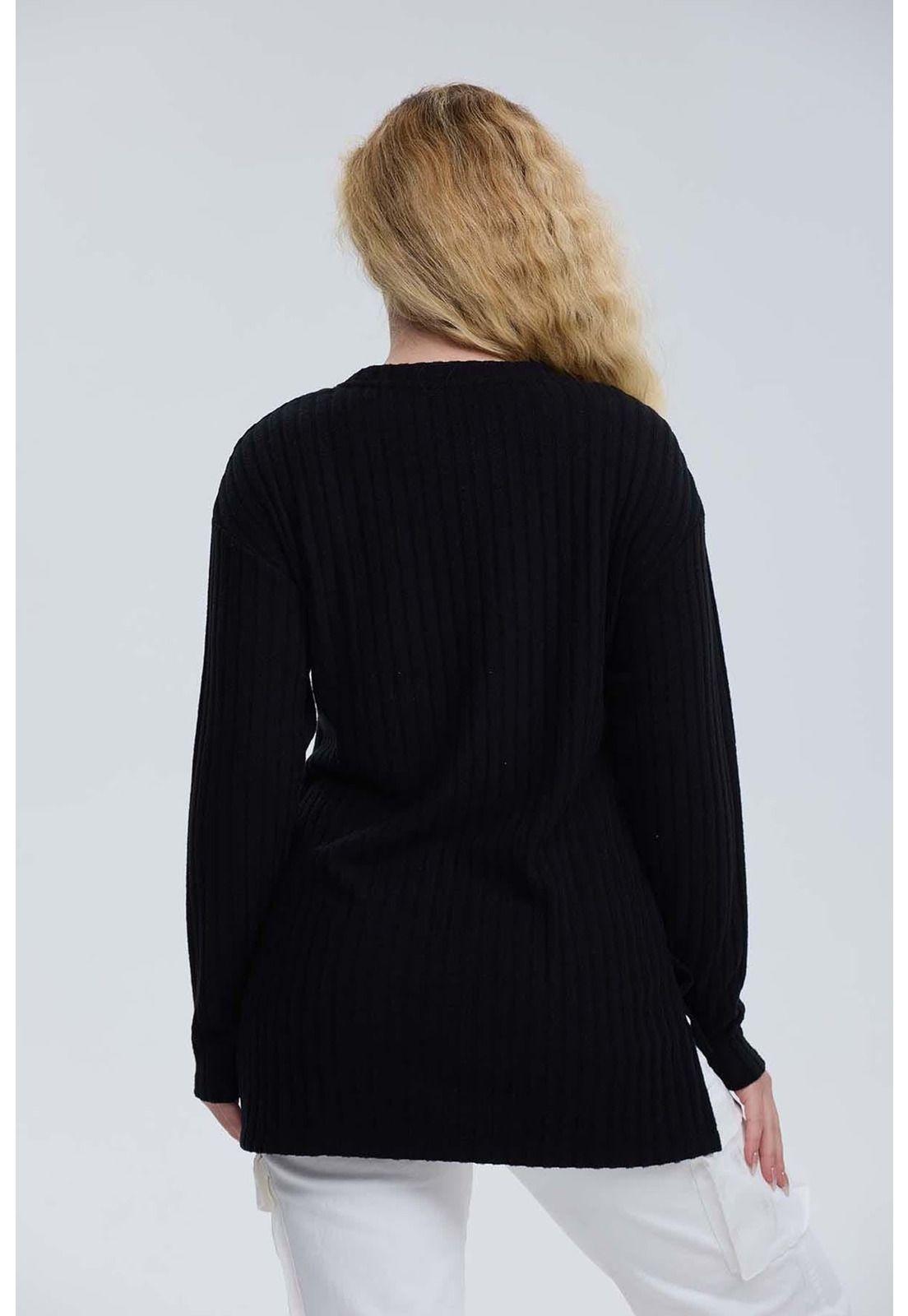 Polera Mujer Rib Negro - VI-2