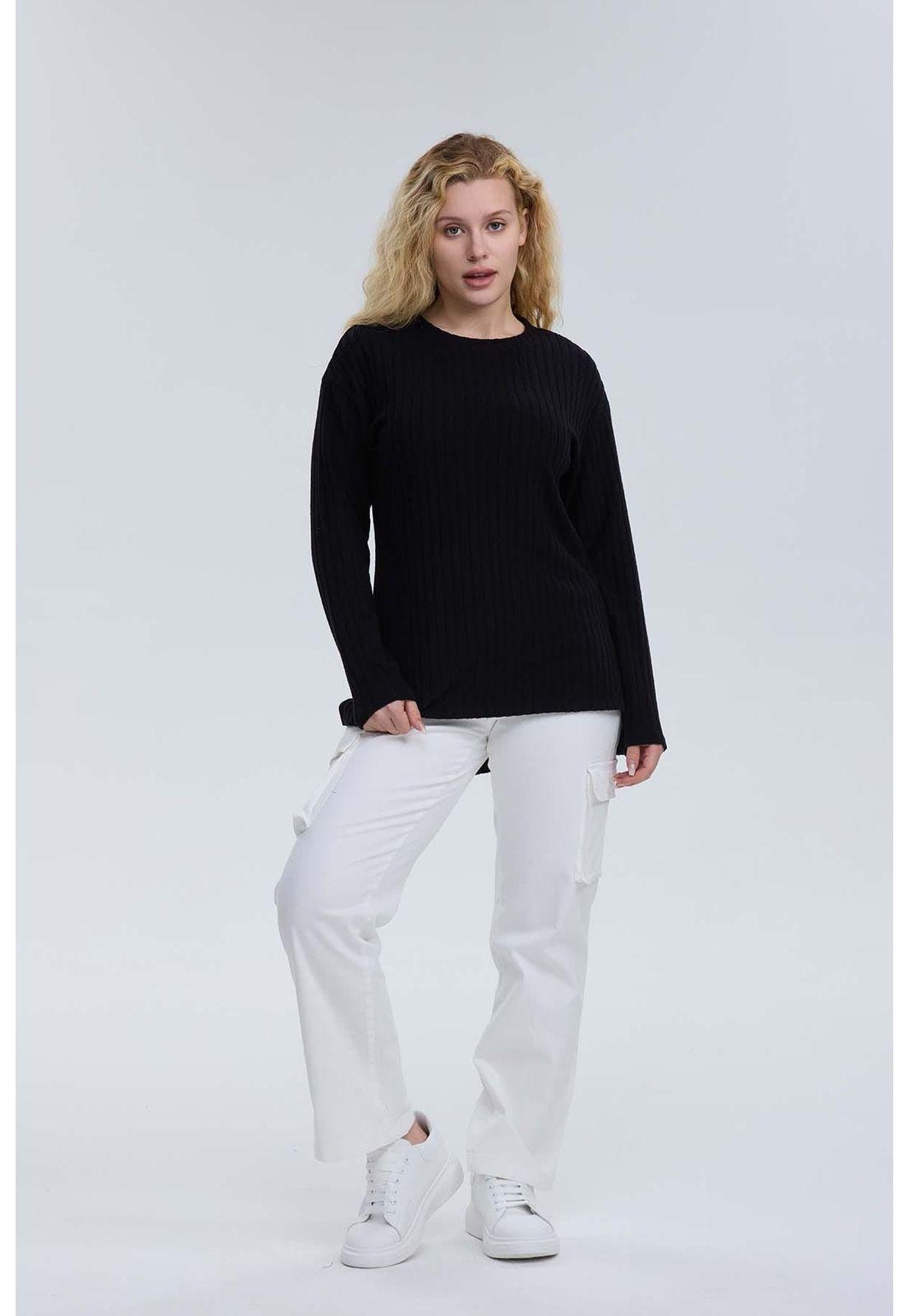 Polera Mujer Rib Negro - VI-3