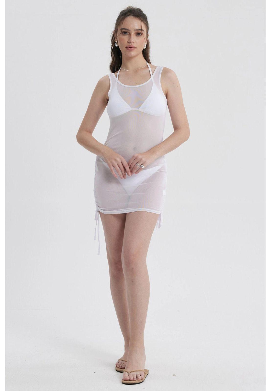 Vestido Mujer Malla Blanco-0