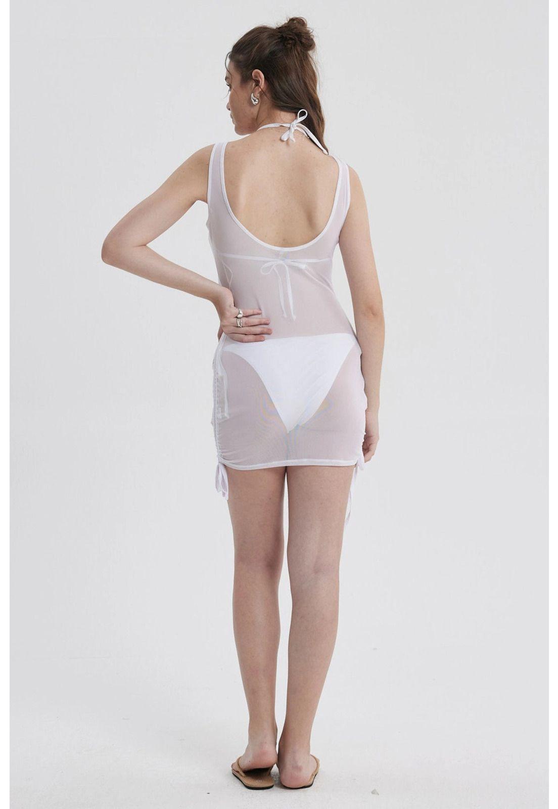 Vestido Mujer Malla Blanco-2