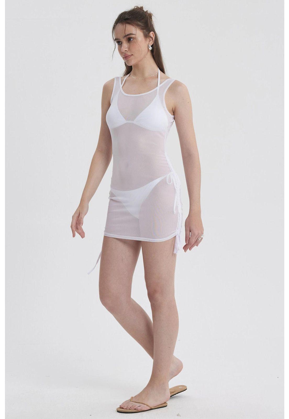 Vestido Mujer Malla Blanco-3