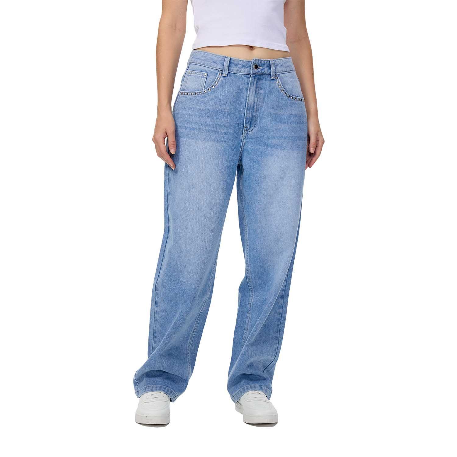 Jeans Mujer Baggy Ballon Azul Oscuro Fashion's Park-0