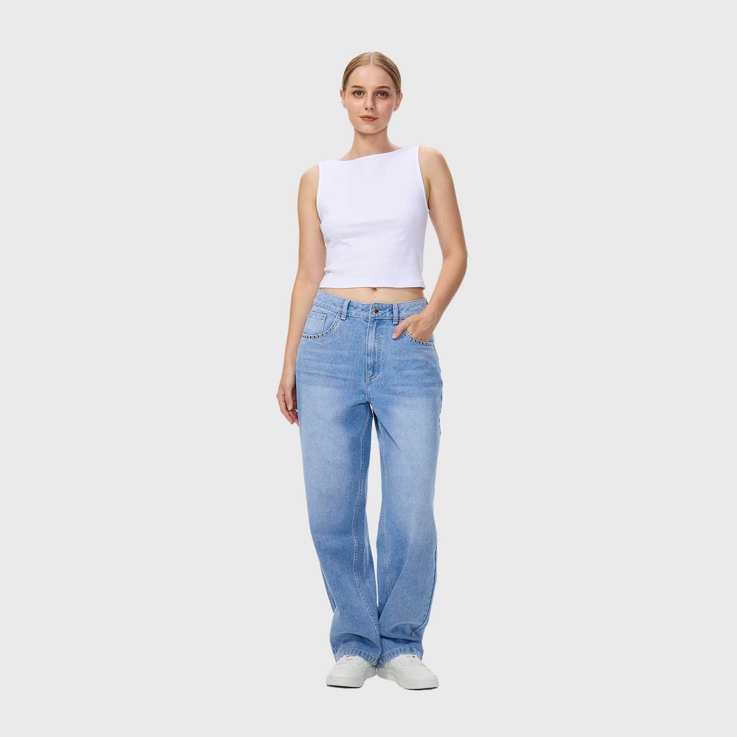 Jeans Mujer Baggy Ballon Azul Oscuro Fashion's Park-3