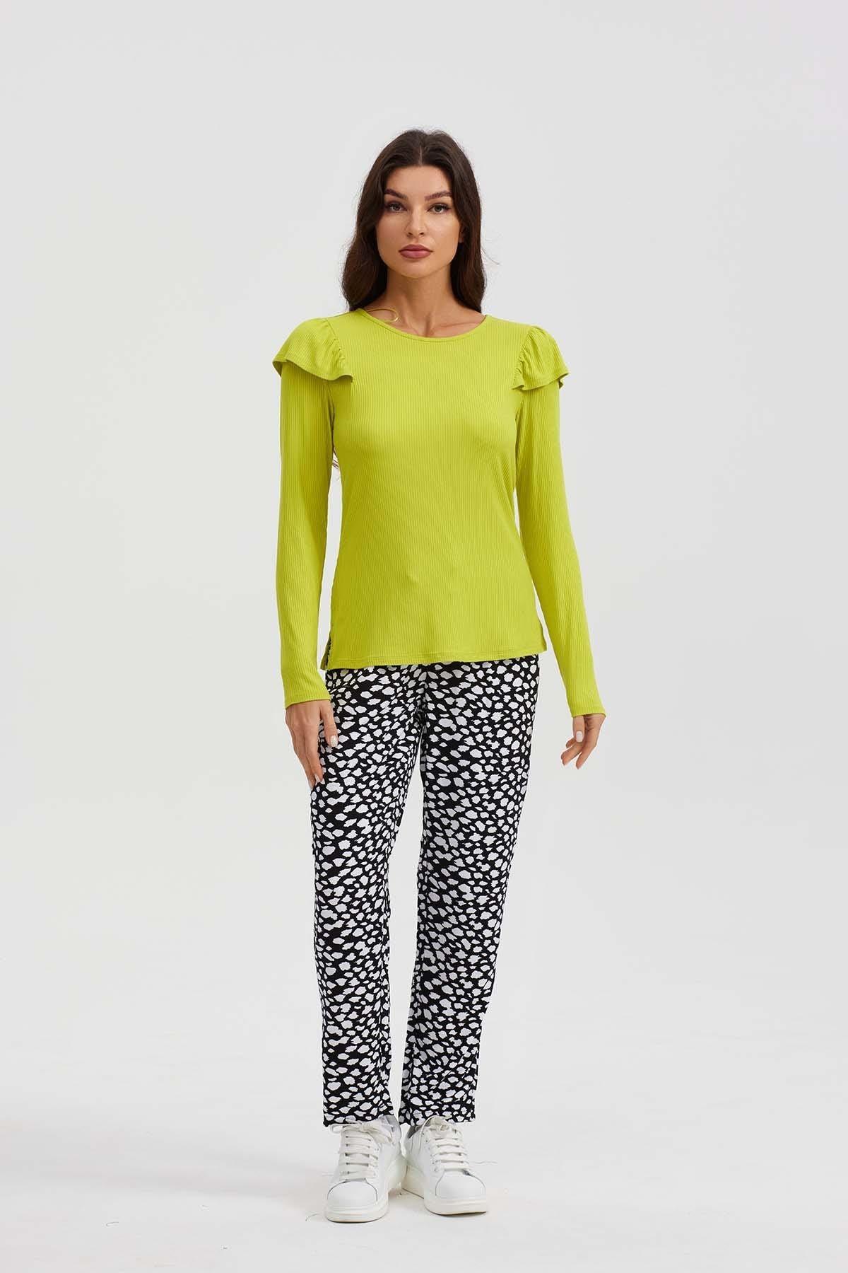 Polera Mujer Rib Manga Vuelo Verde-2