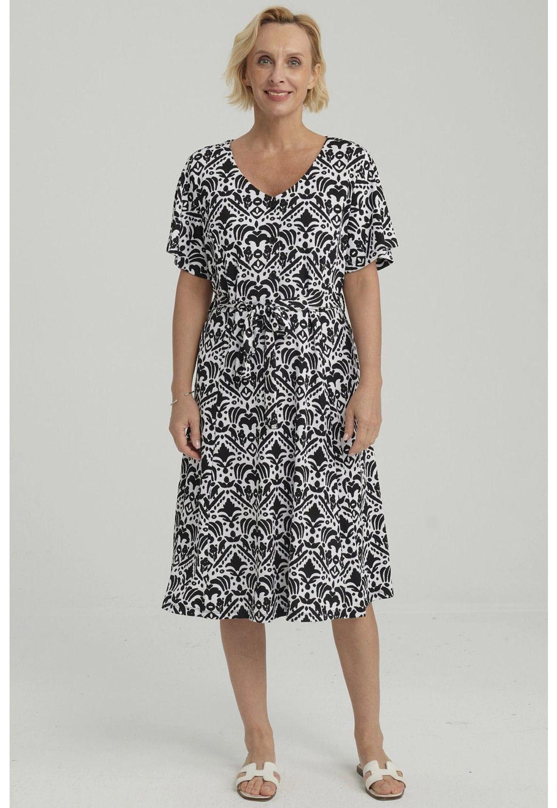 Vestido Mujer Full Estampado Negro-1